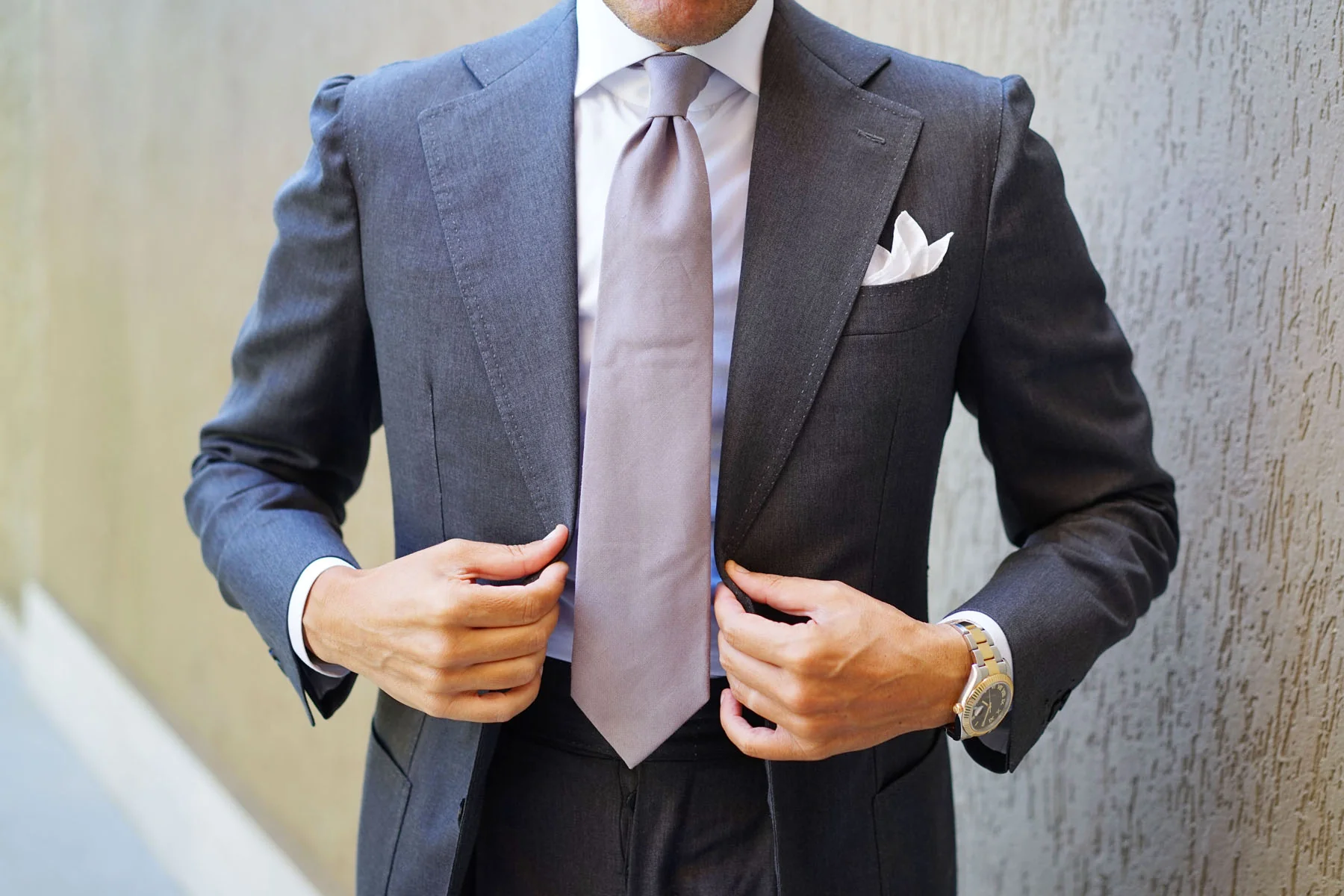 Grey Slub Linen Necktie - Image 5
