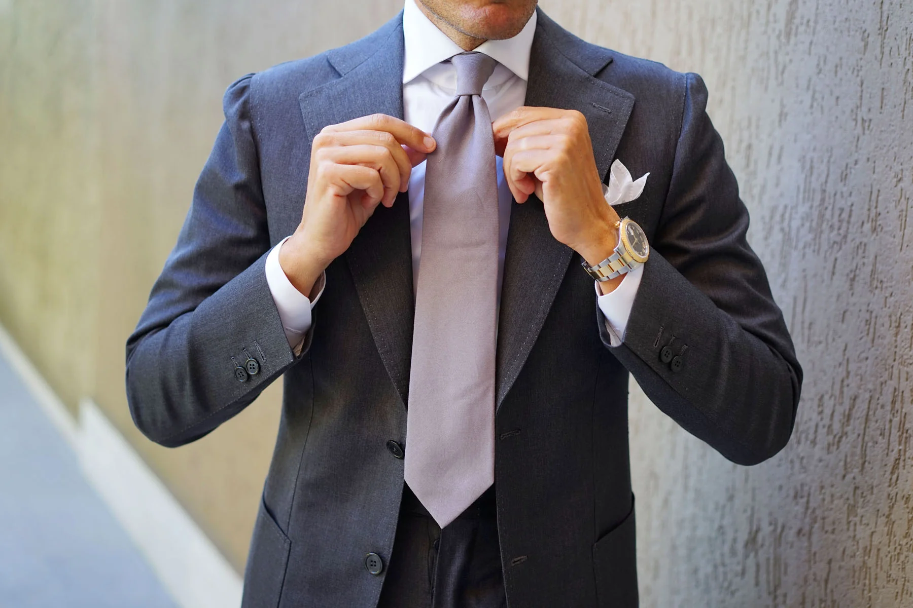 Grey Slub Linen Necktie - Image 9