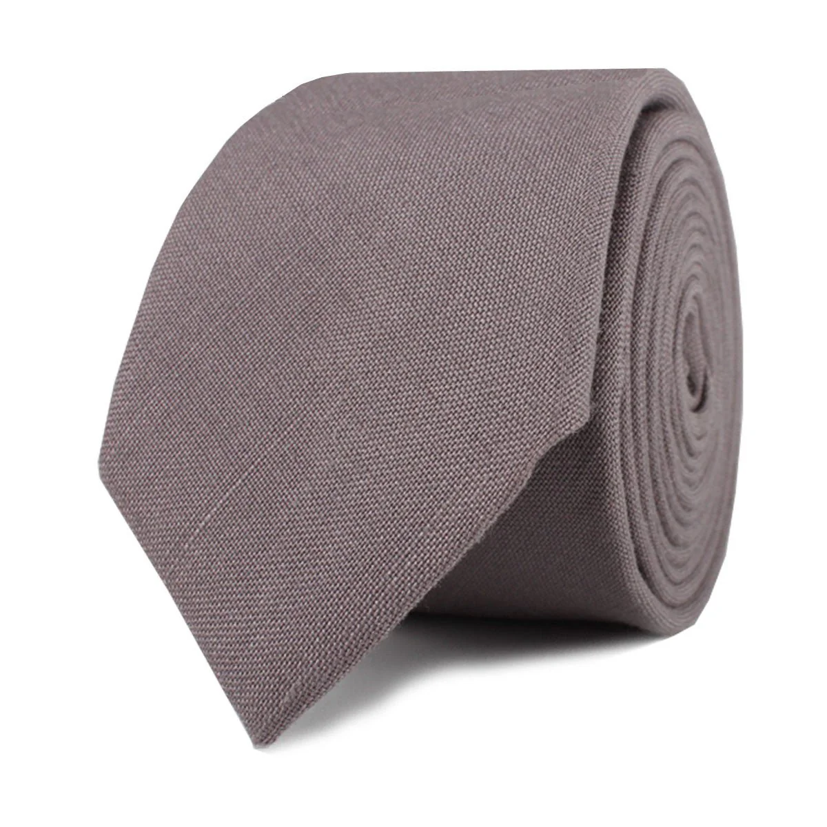 Grey Slub Linen Skinny Tie - Image 2