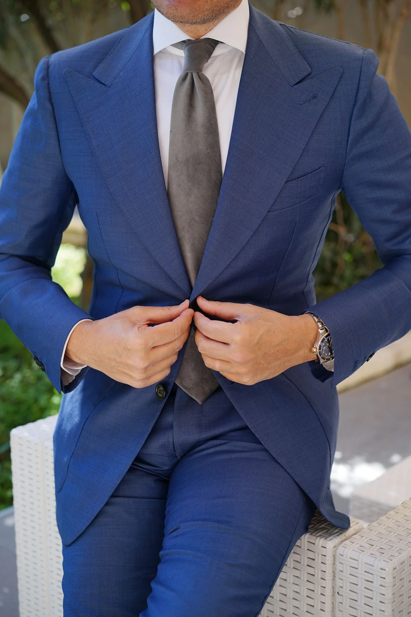 Grey Velvet Necktie - Image 7