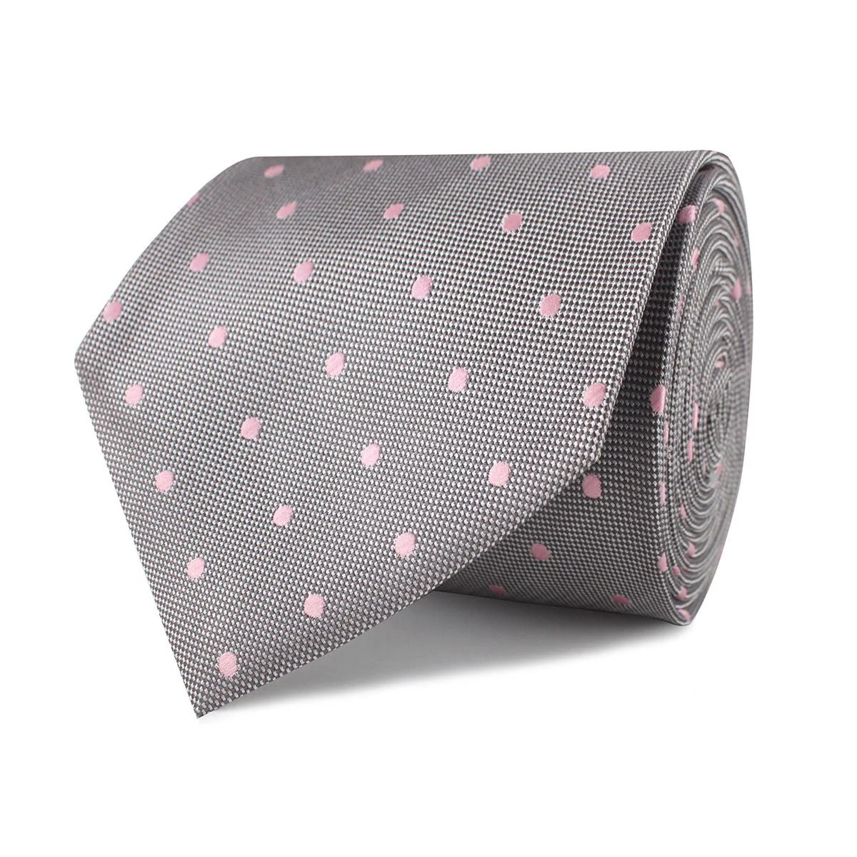 Grey with Baby Pink Polka Dots Necktie - Image 2