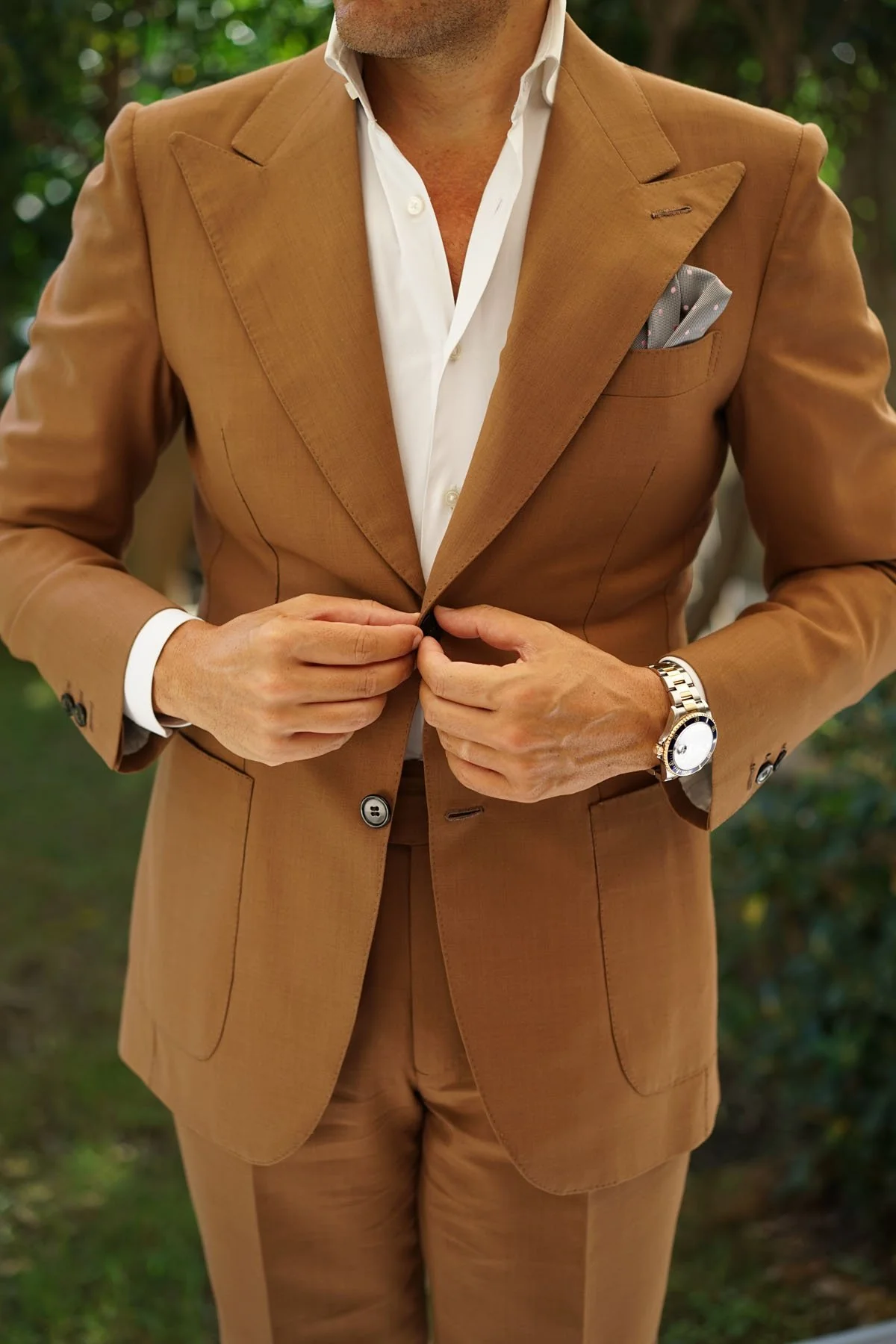 Grey with Baby Pink Polka Dots Pocket Square - Image 9