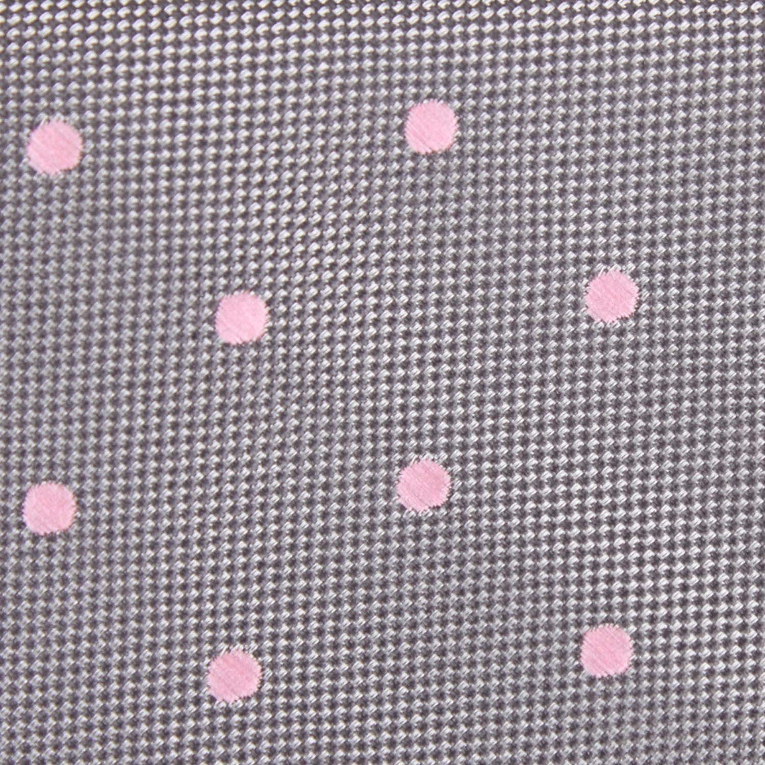 Grey with Baby Pink Polka Dots Skinny Tie - Image 4