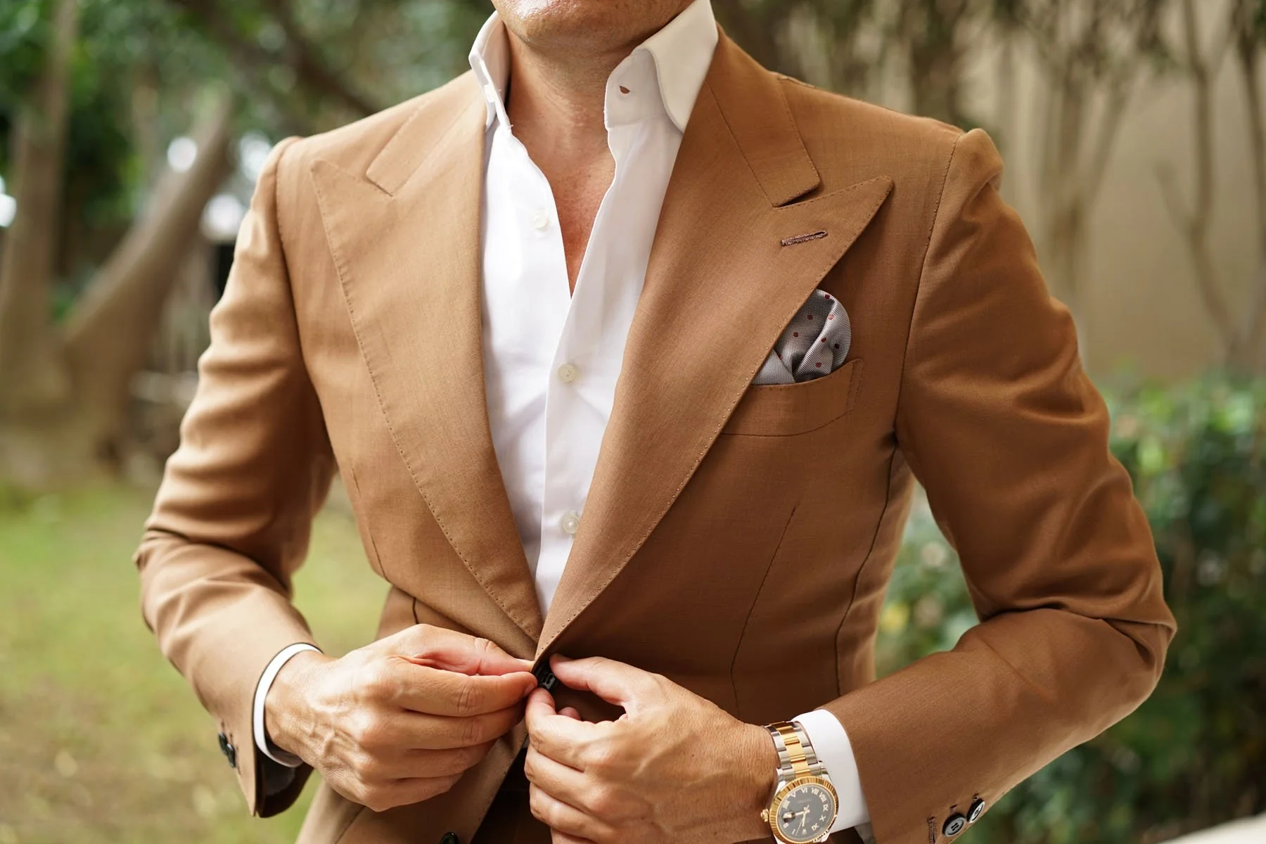Grey with Brown Polka Dots Pocket Square - Image 10