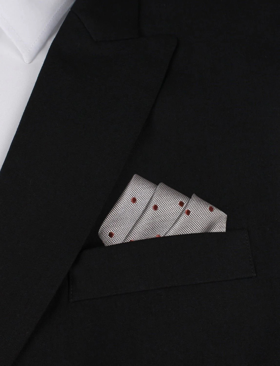 Grey with Brown Polka Dots Pocket Square - Image 3