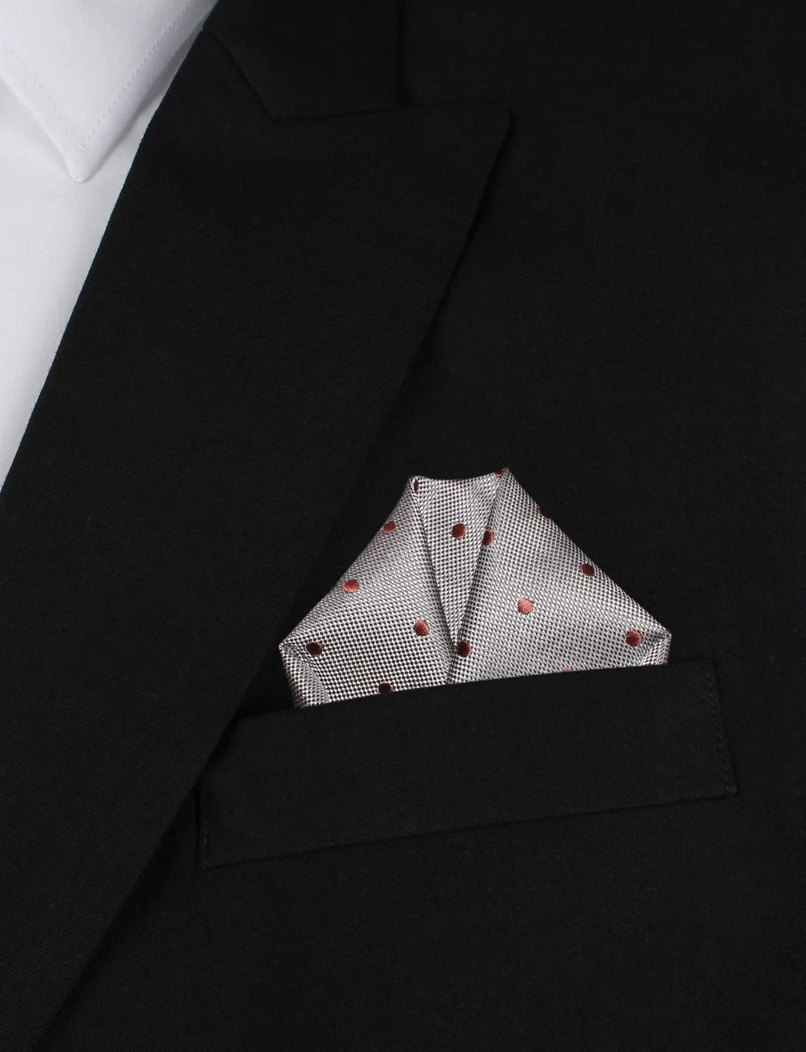Grey with Brown Polka Dots Pocket Square - Image 4