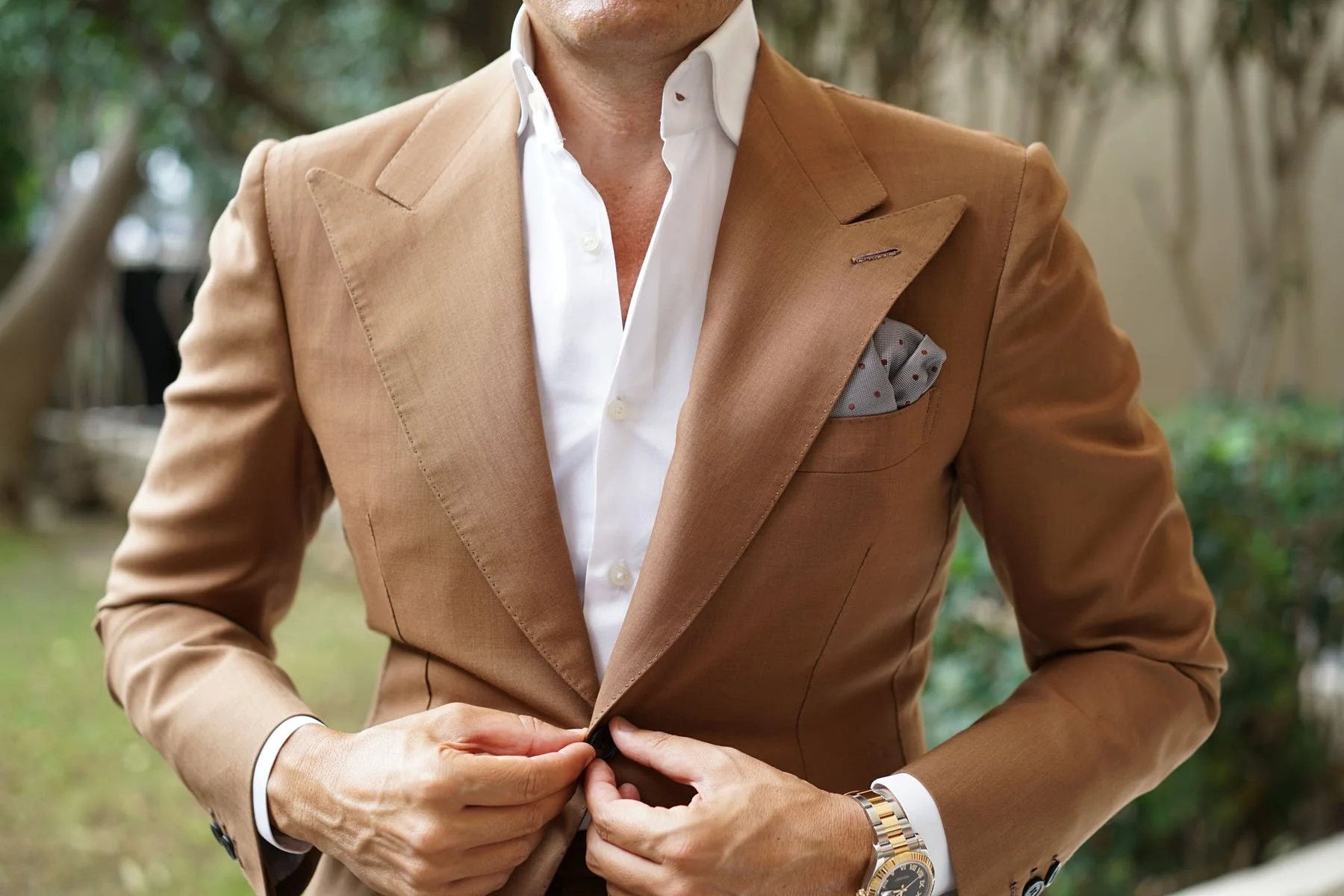 Grey with Brown Polka Dots Pocket Square - Image 8
