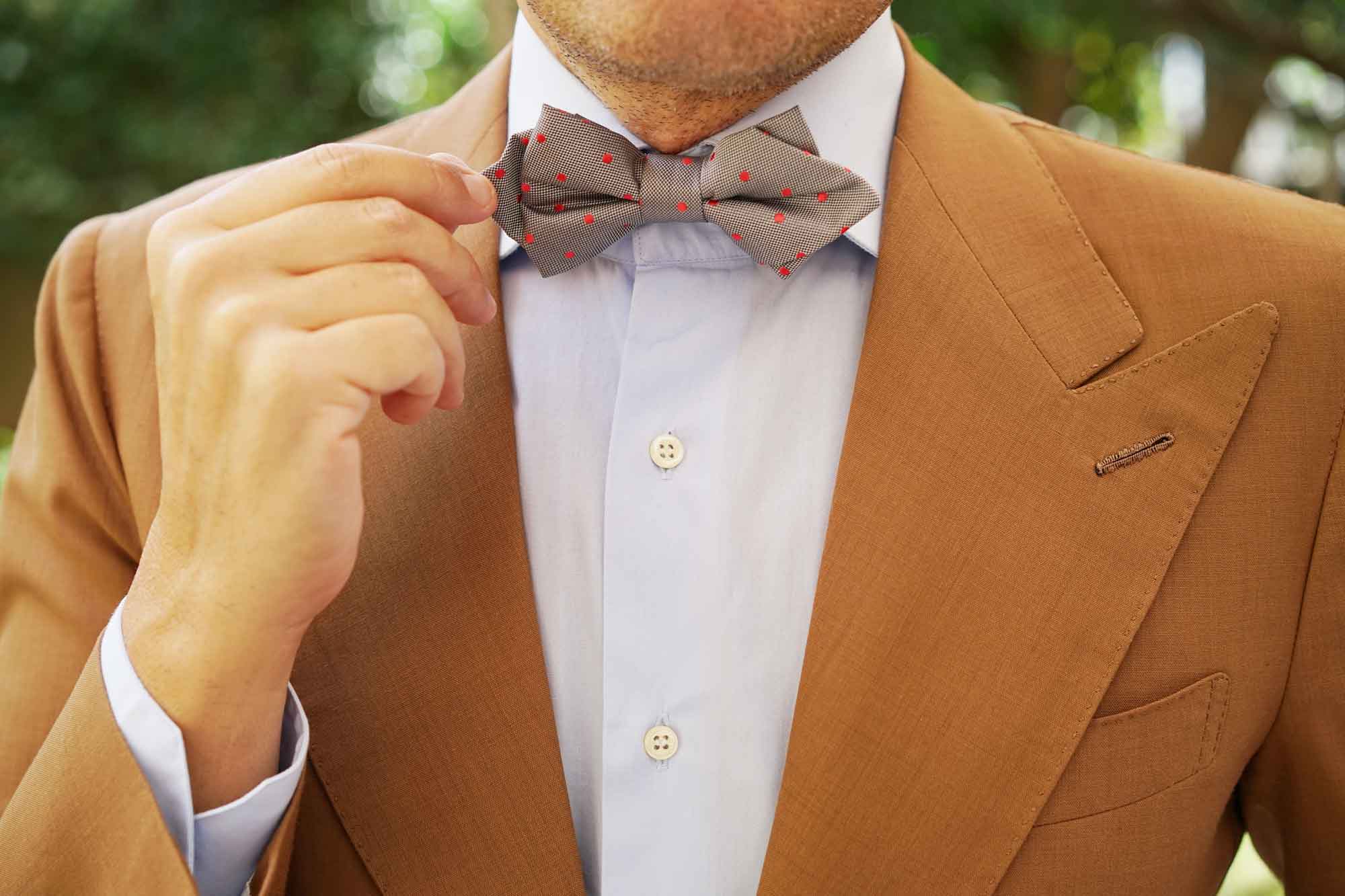 Grey with Hot Pink Polka Dots Diamond Bow Tie - Image 8