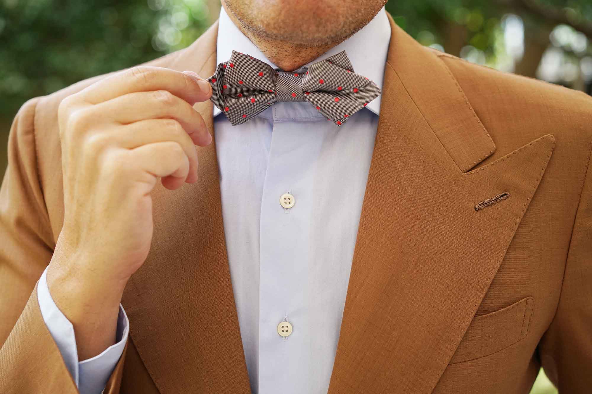 Grey with Hot Pink Polka Dots Diamond Bow Tie - Image 9