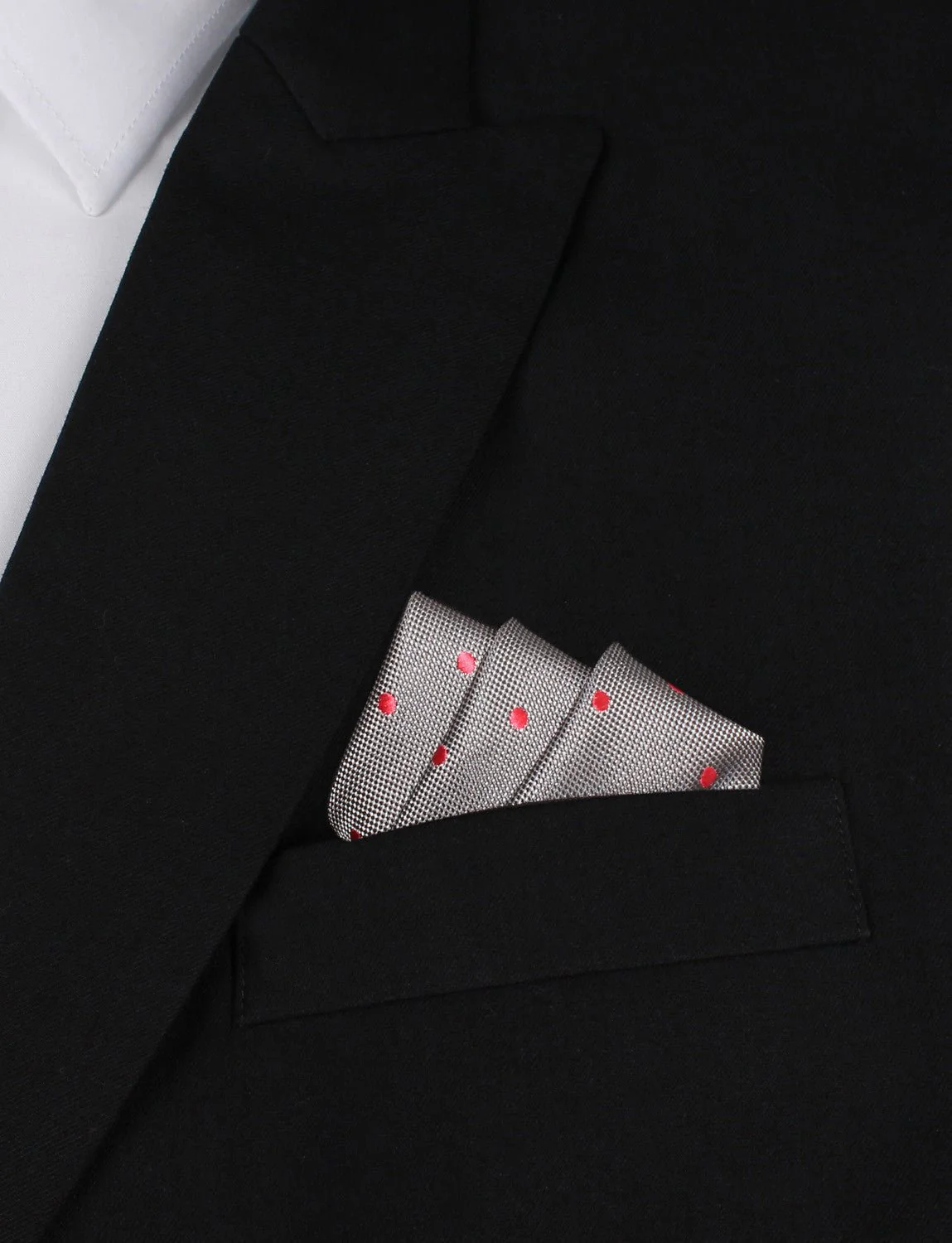 Grey with Hot Pink Polka Dots Pocket Square - Image 3