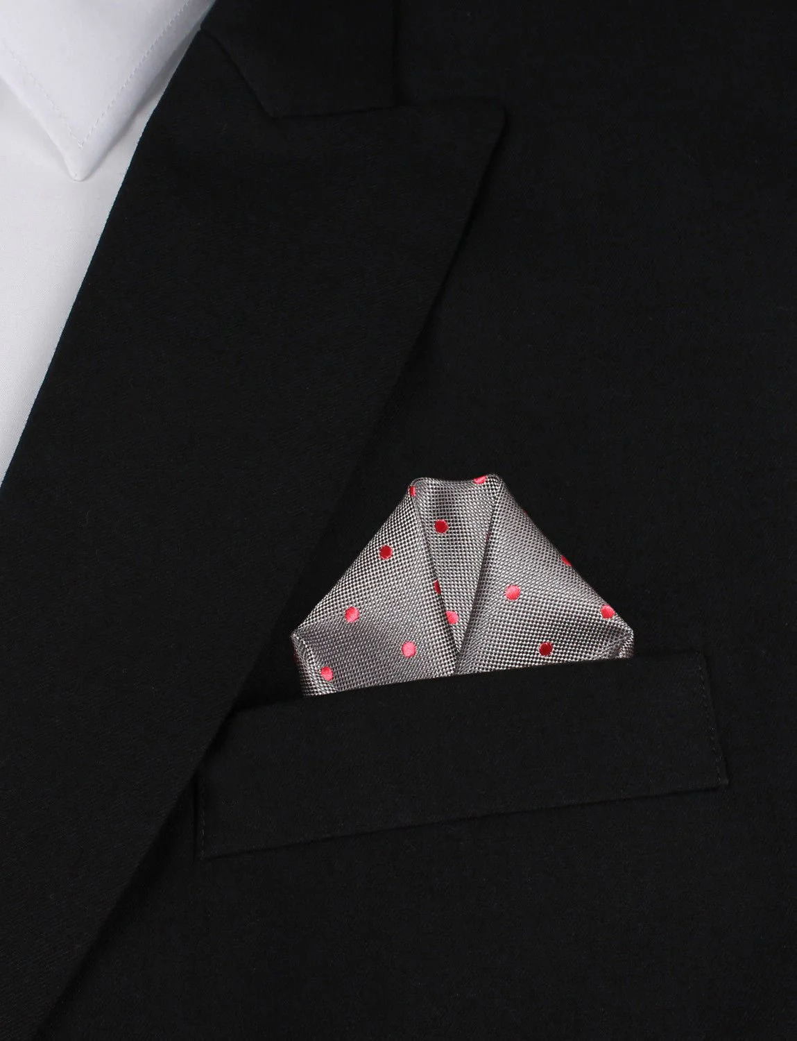 Grey with Hot Pink Polka Dots Pocket Square - Image 4