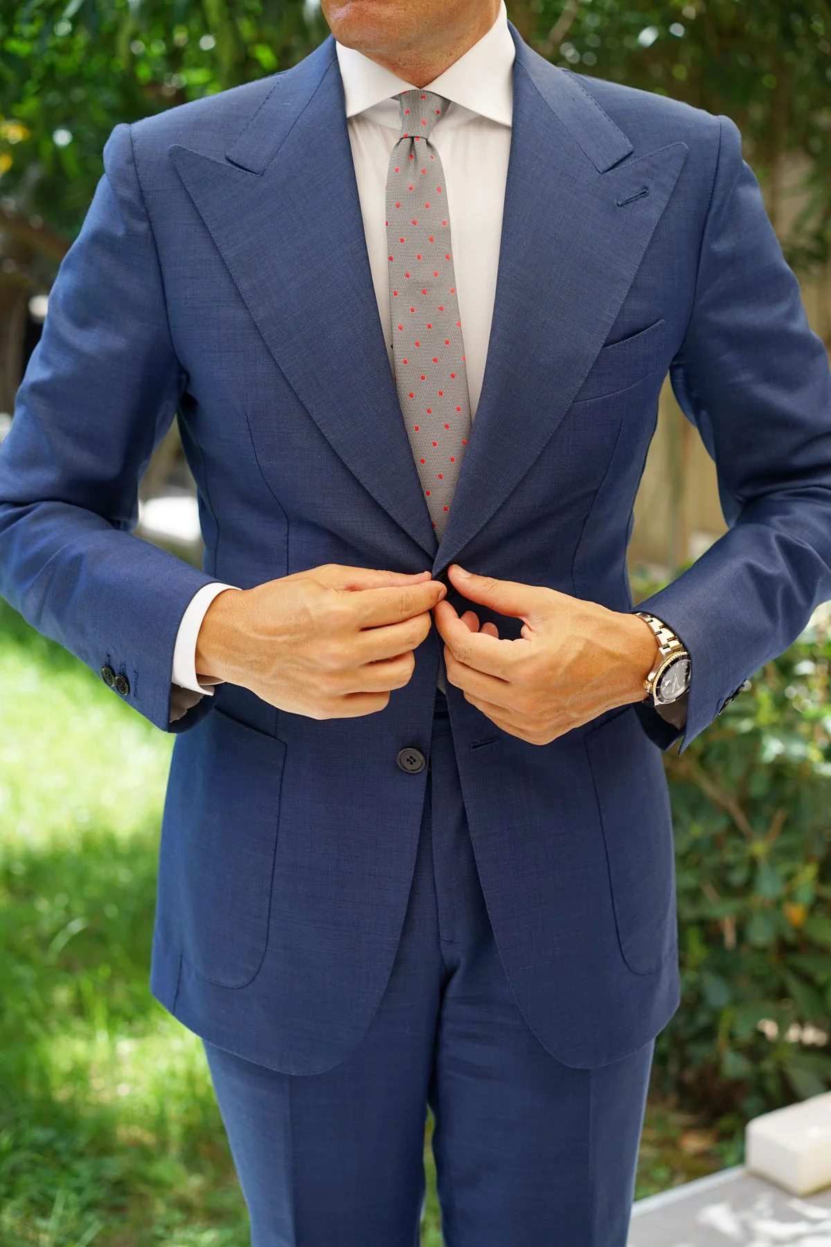 Grey with Hot Pink Polka Dots Skinny Tie - Image 10