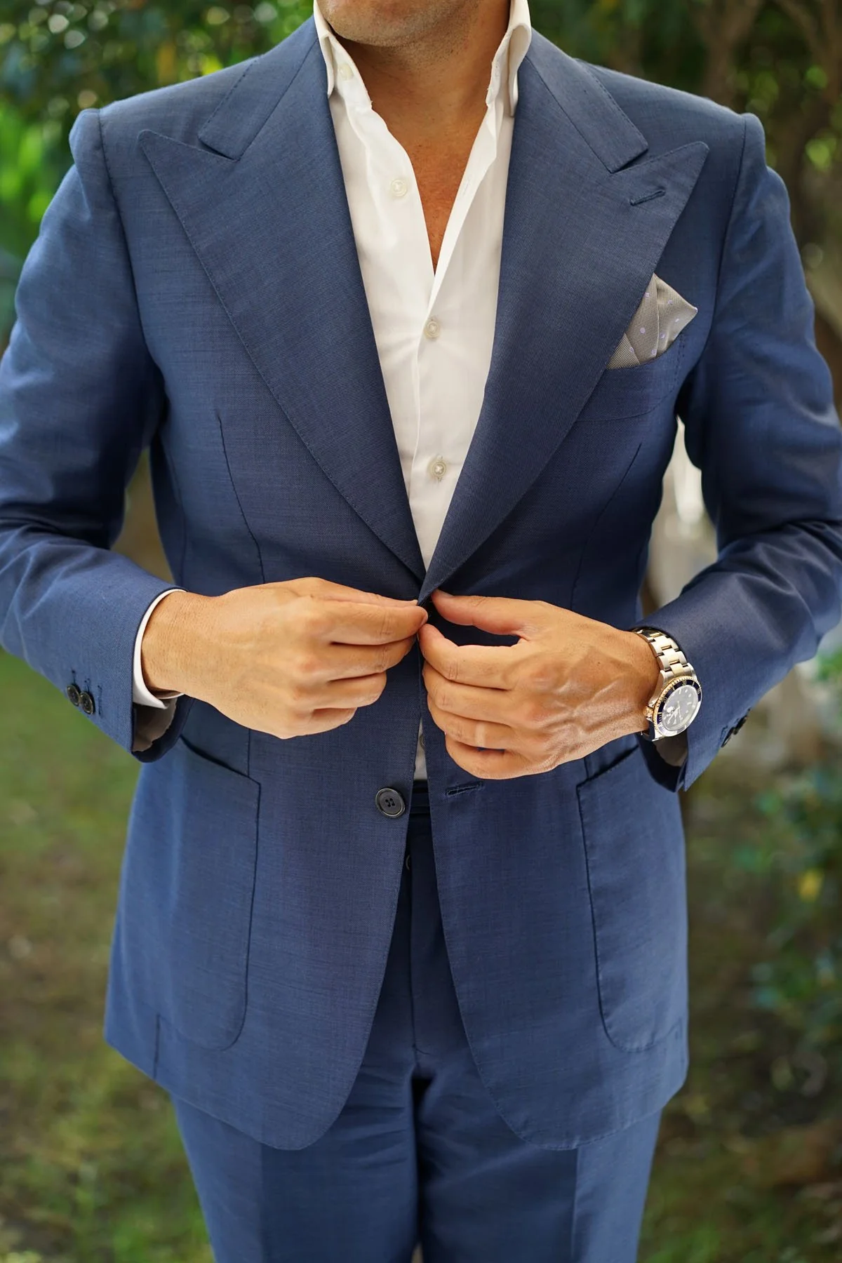 Grey with Lavender Purple Polka Dots Pocket Square - Image 6