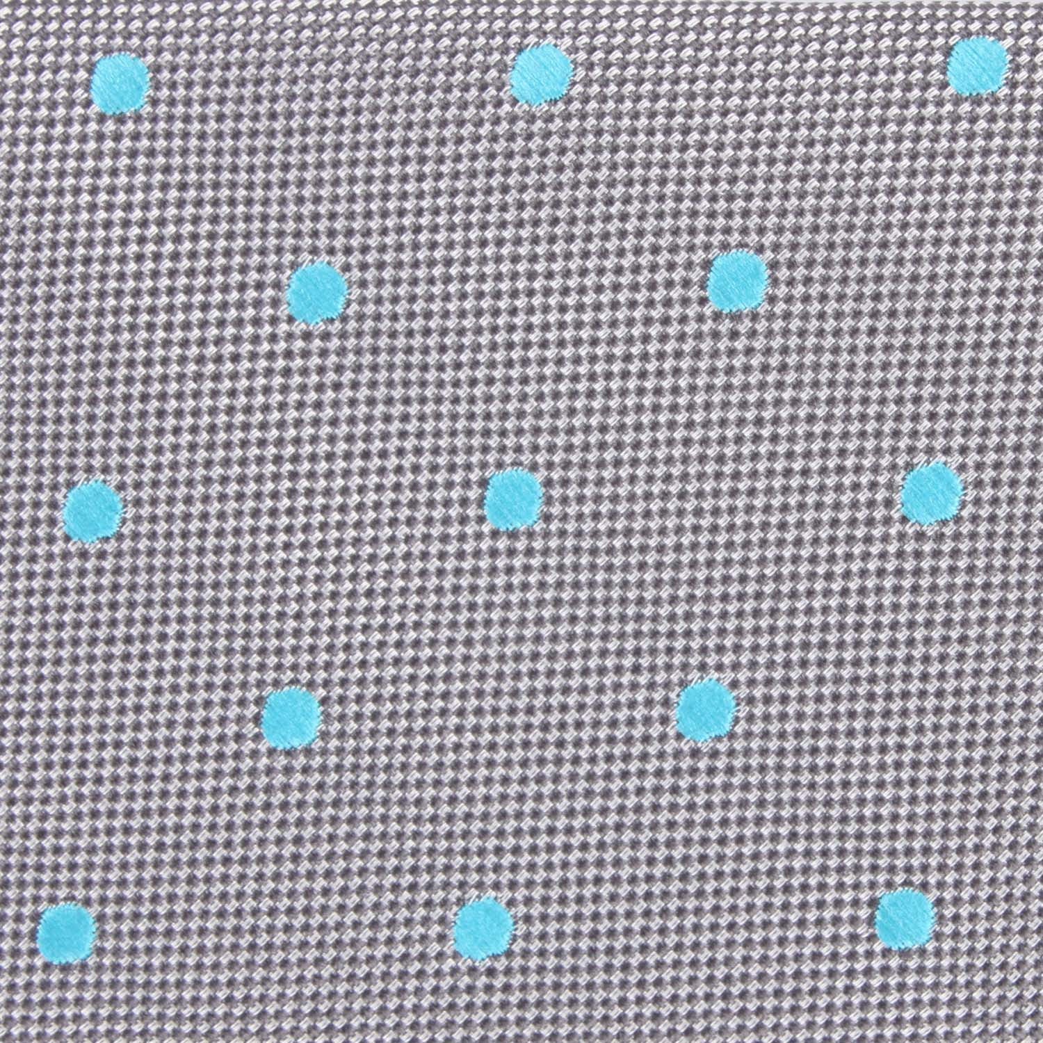 Grey with Mint Blue Polka Dots Self Tie Diamond Tip Bow Tie - Image 5