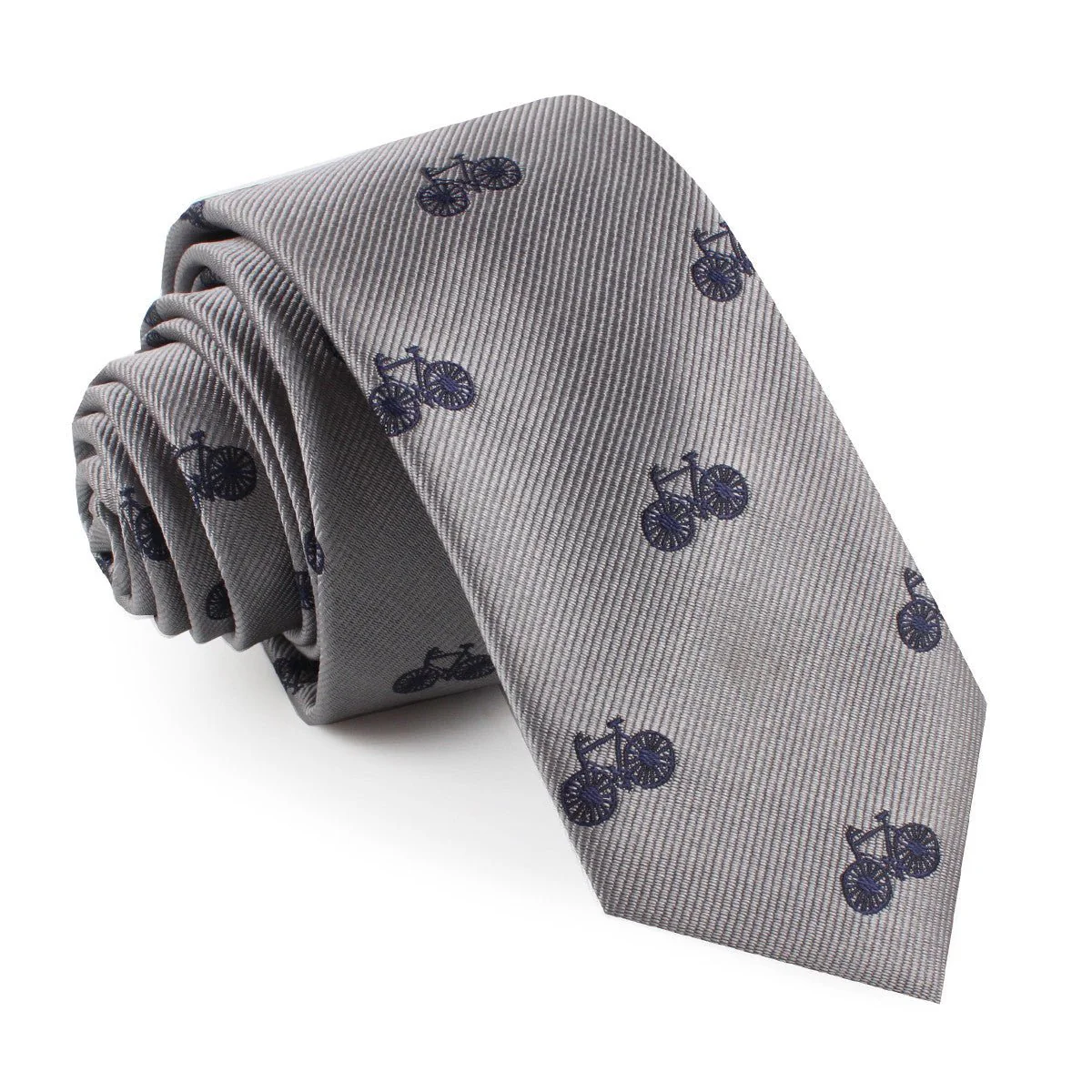 Grey with Navy Blue French Bicycle Skinny Tie