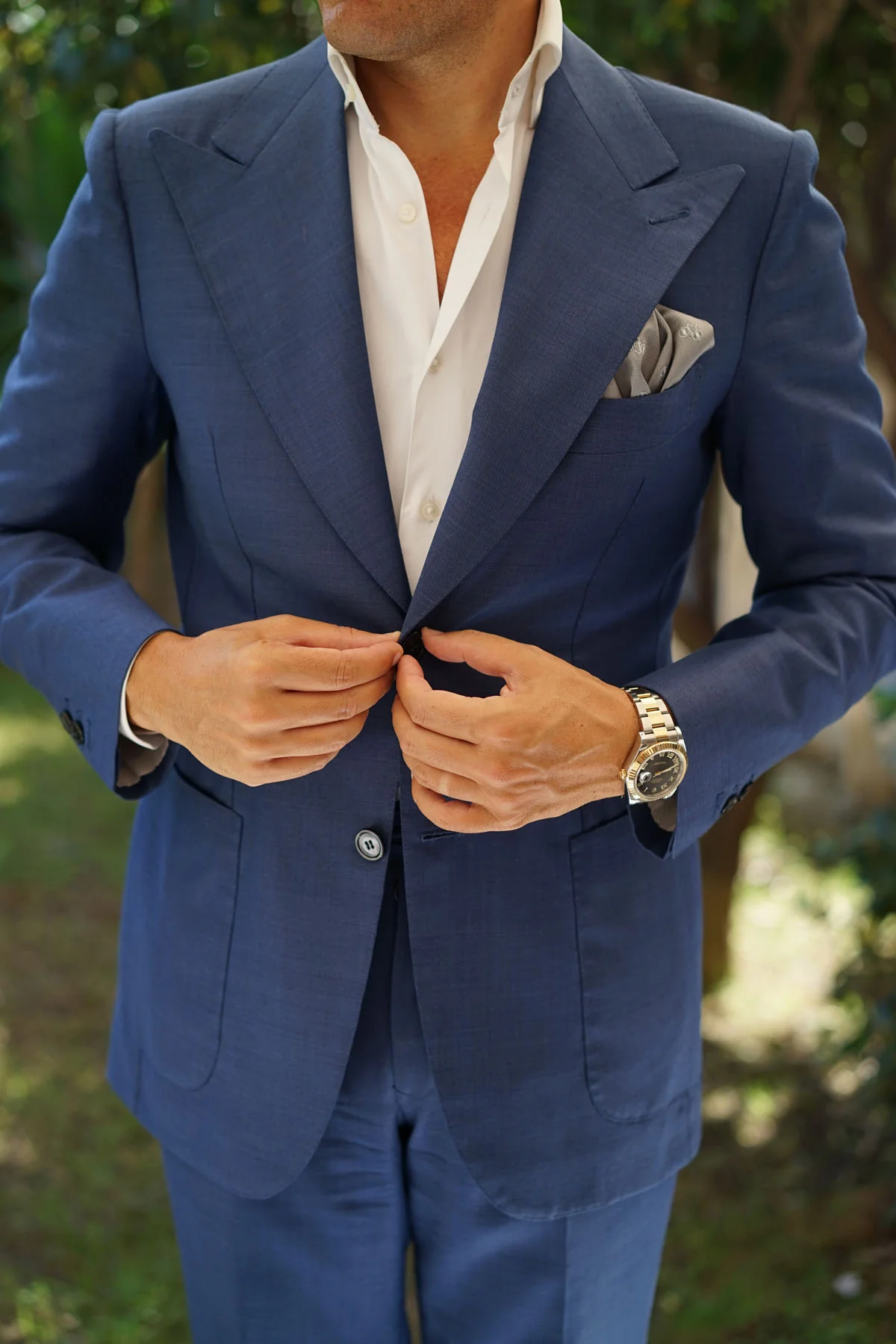 Grey with White French Bicycle Pocket Square - Image 9