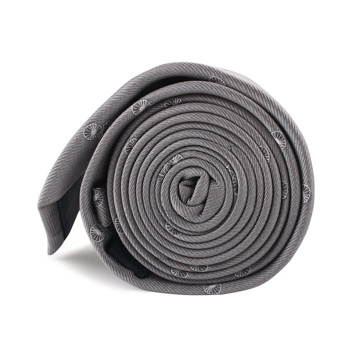 Grey with White French Bicycle Skinny Tie - Image 3