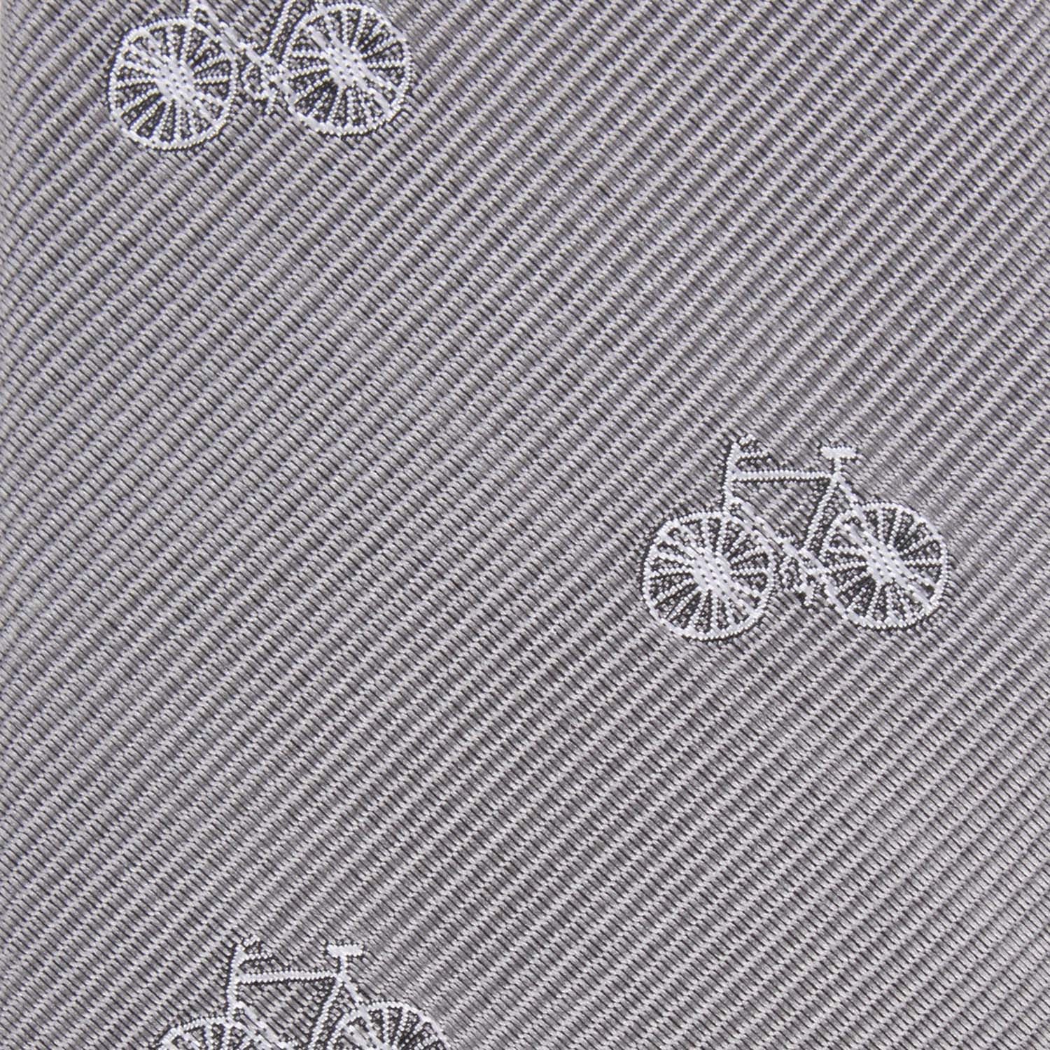Grey with White French Bicycle Skinny Tie - Image 4