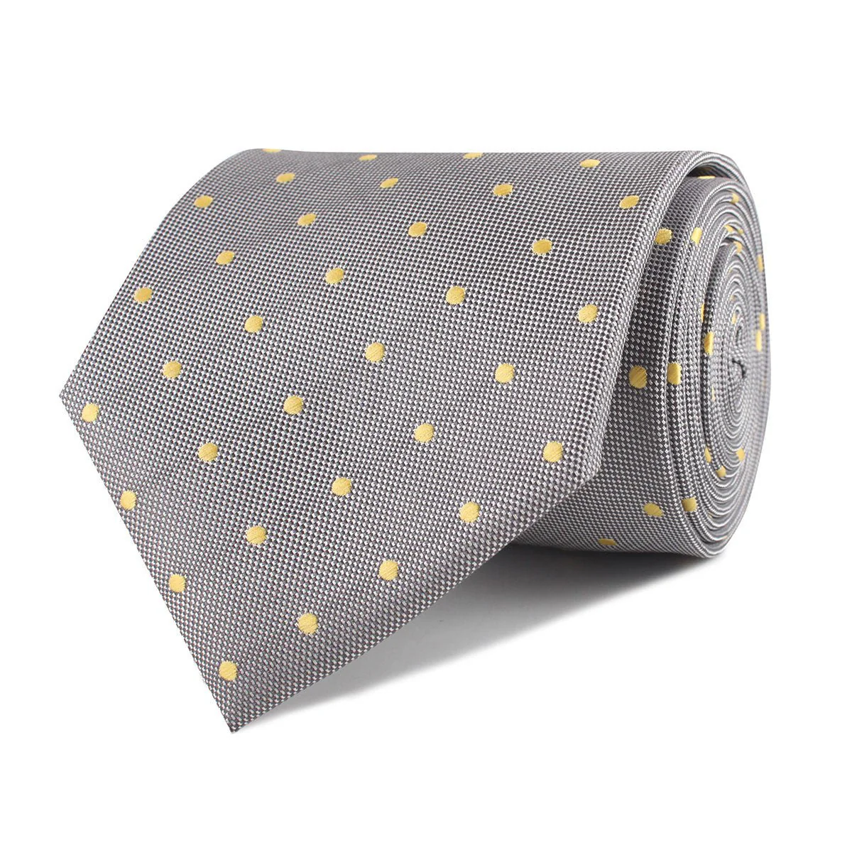 Grey with Yellow Polka Dots Necktie - Image 2