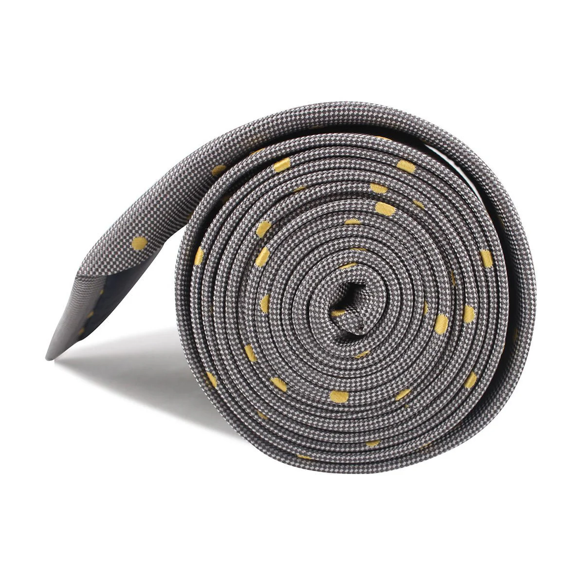 Grey with Yellow Polka Dots Necktie - Image 4