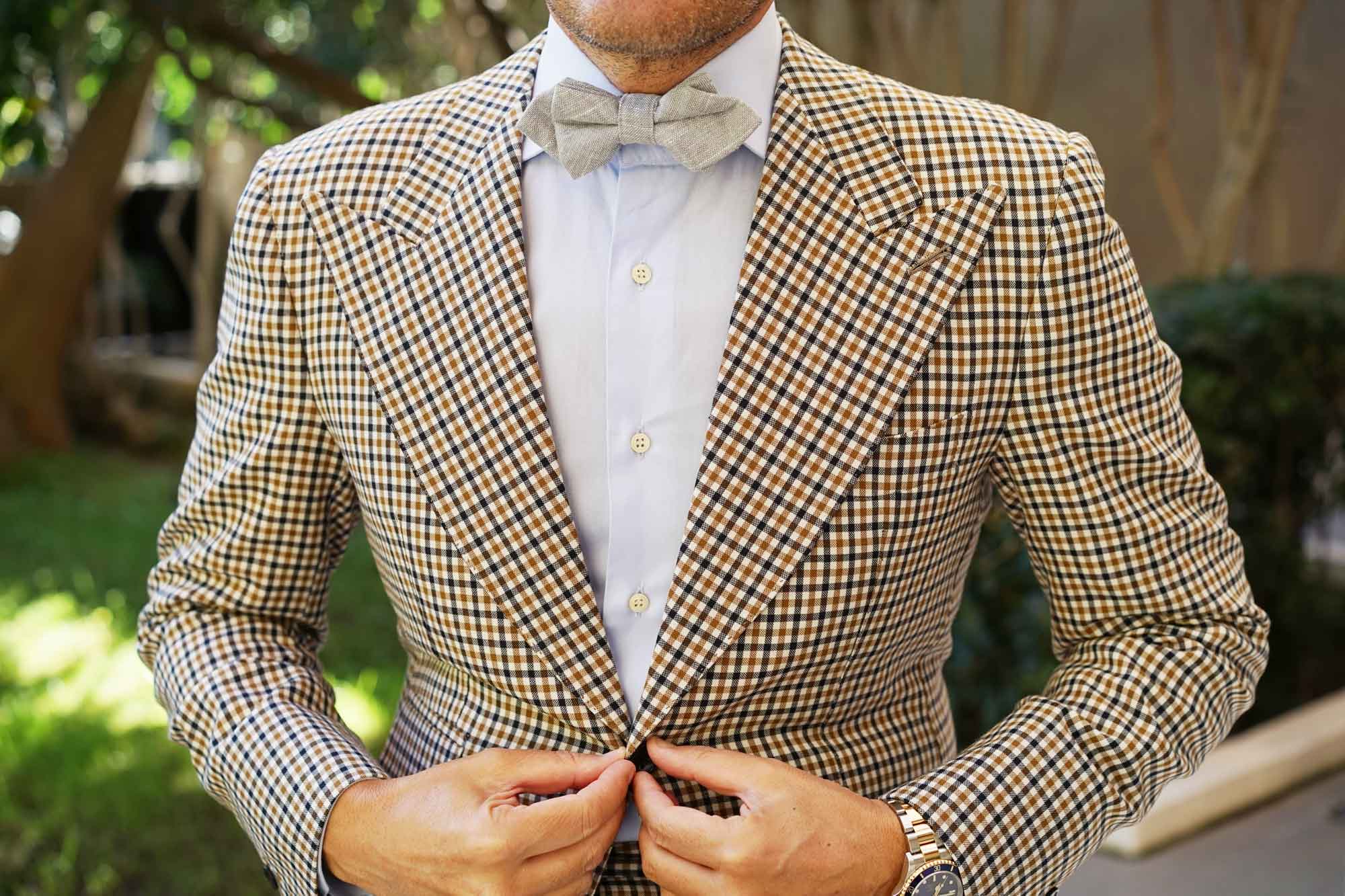 Grey Worm Slub Linen Diamond Bow Tie - Image 3