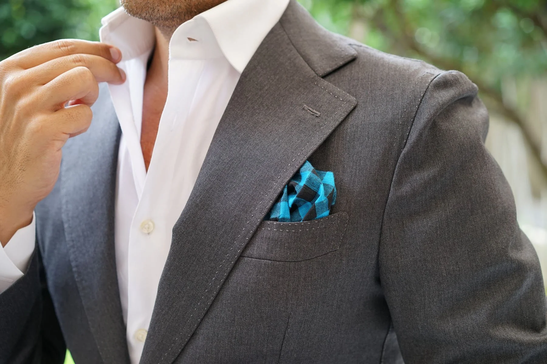 Grim Blue Gingham Pocket Square - Image 5