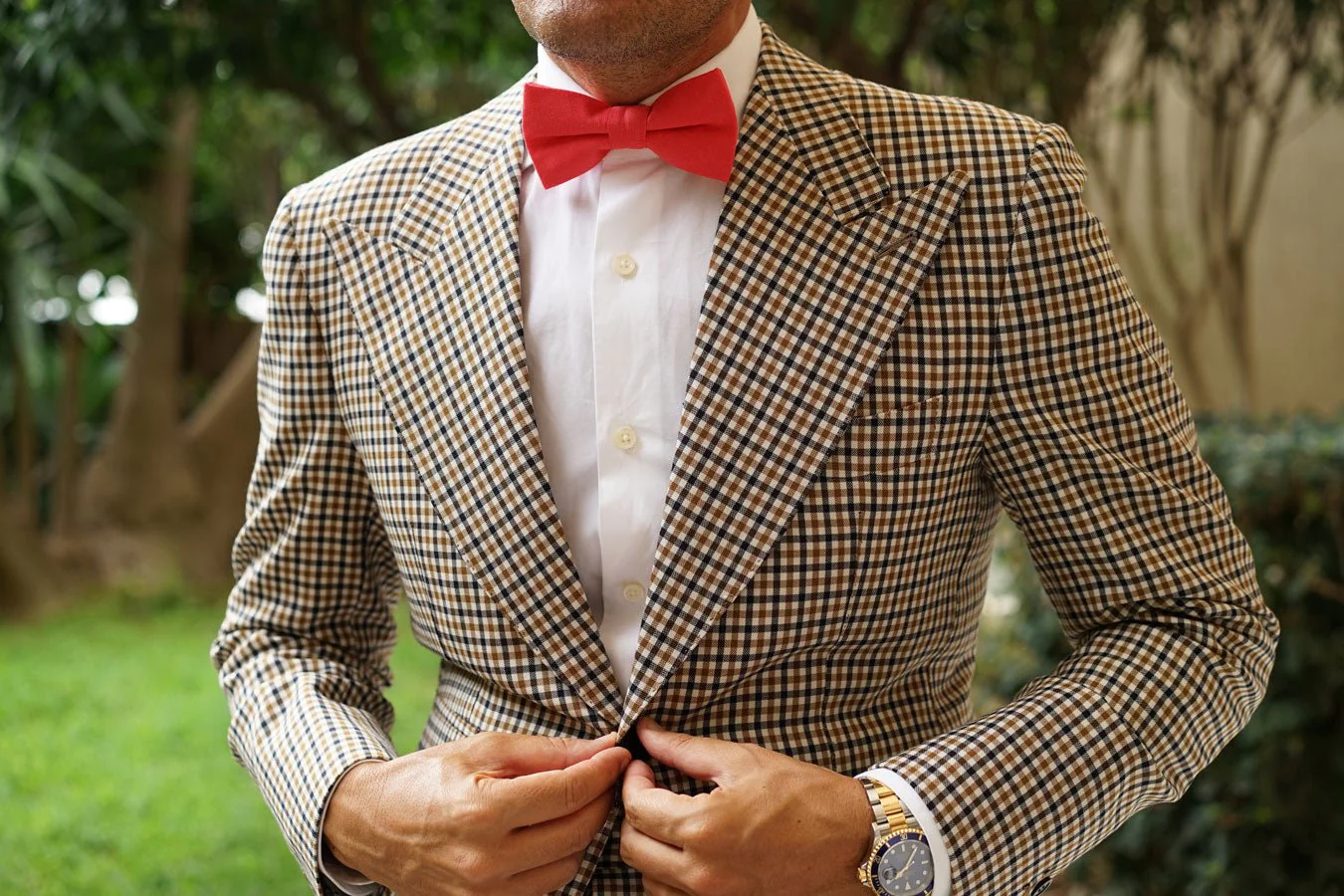 Guava Coral Linen Bow Tie - Image 3