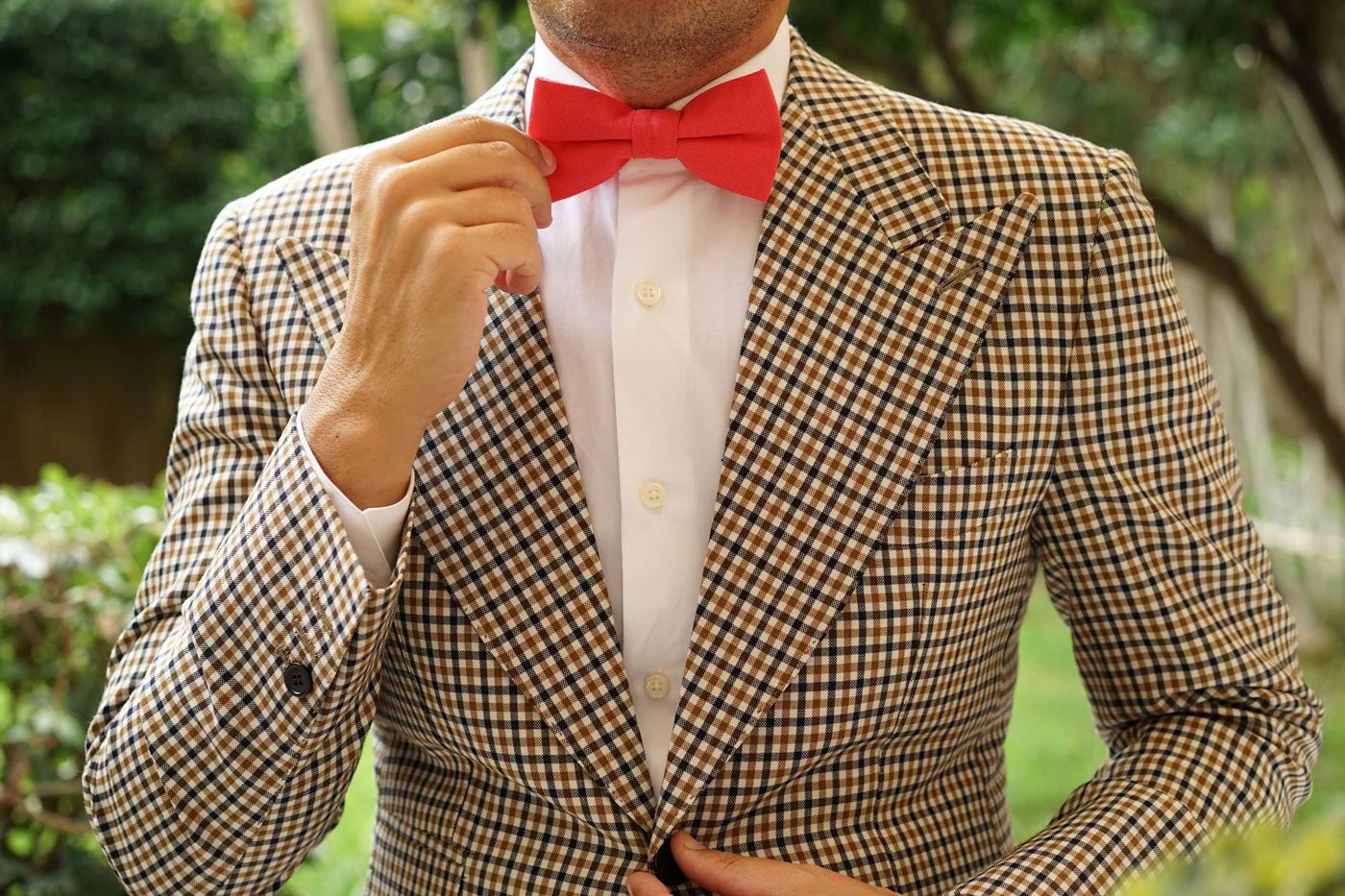 Guava Coral Linen Bow Tie - Image 5
