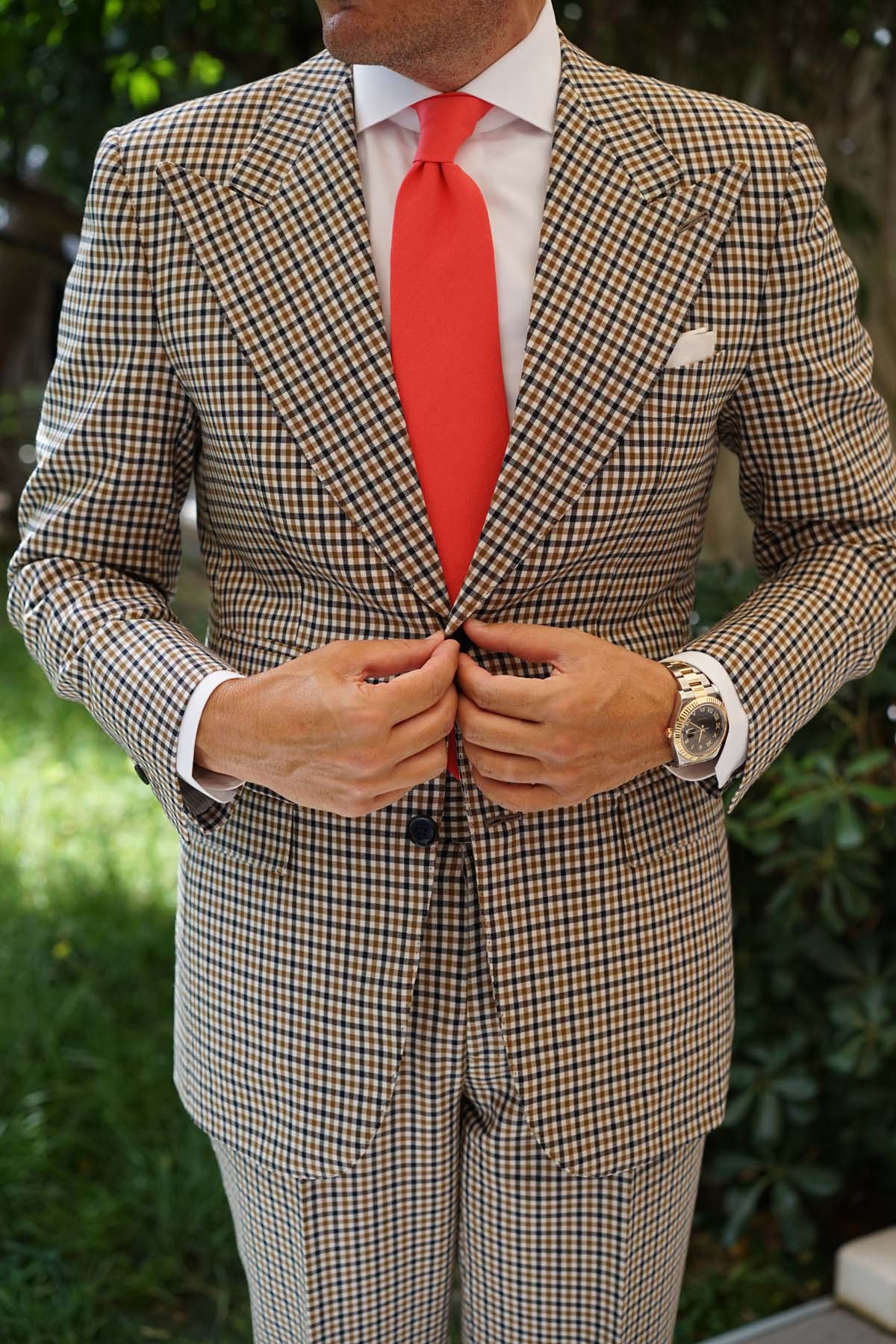Guava Coral Linen Necktie - Image 5