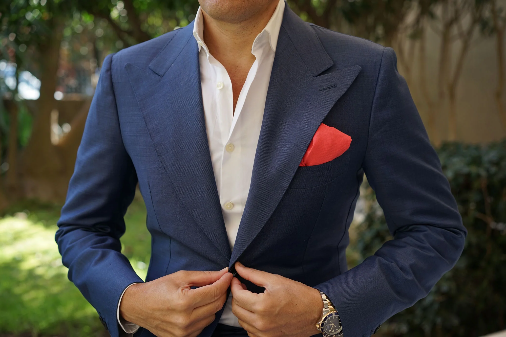 Guava Coral Linen Pocket Square - Image 3
