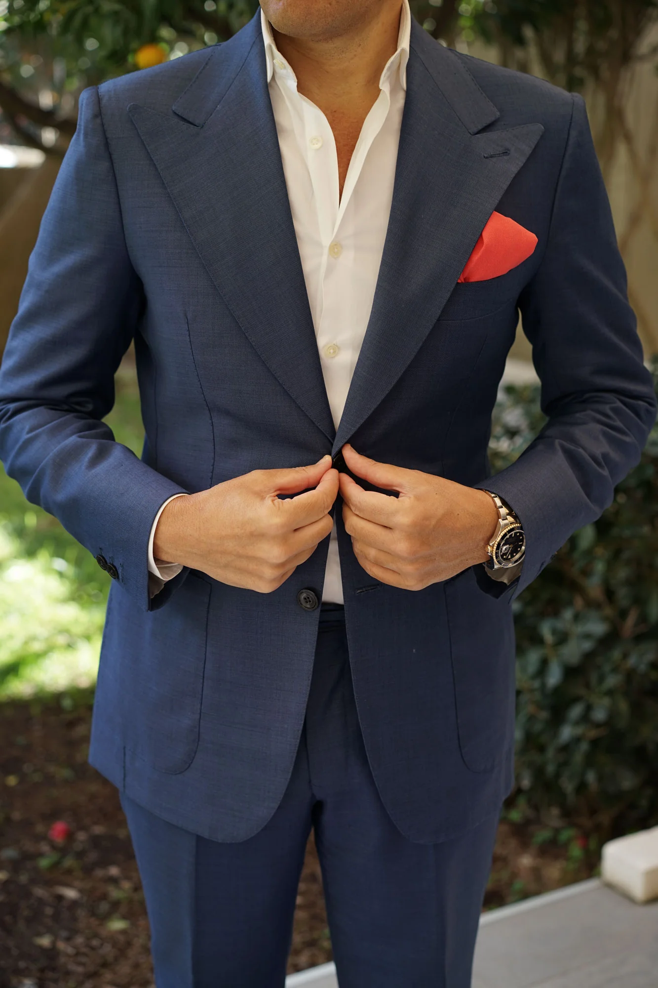 Guava Coral Linen Pocket Square - Image 4