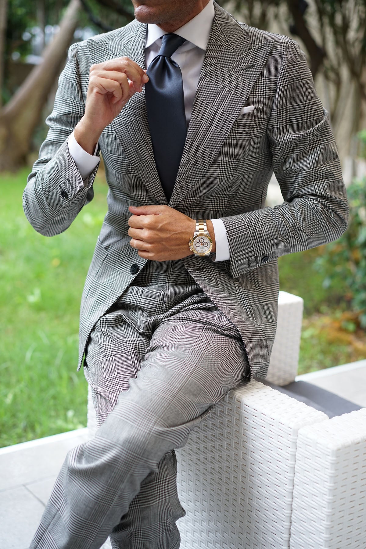 Gun Grey Satin Necktie - Image 10