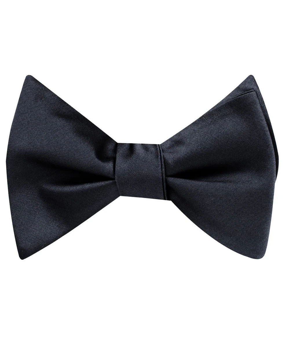 Gun Grey Satin Self Bow Tie - Image 2
