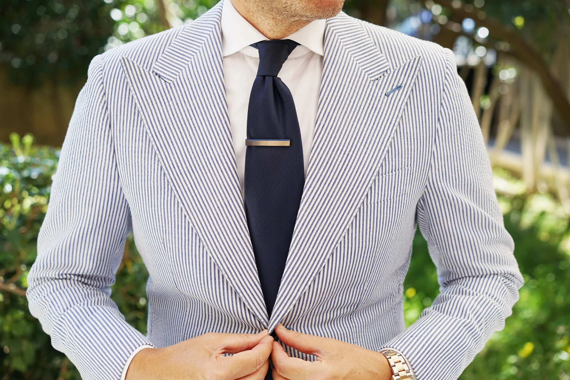 Gunmetal Blue Streak Tie Bar - Image 3