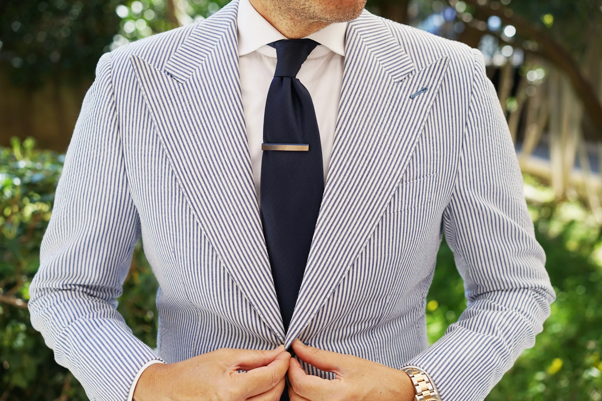 Gunmetal Blue Streak Tie Bar - Image 8