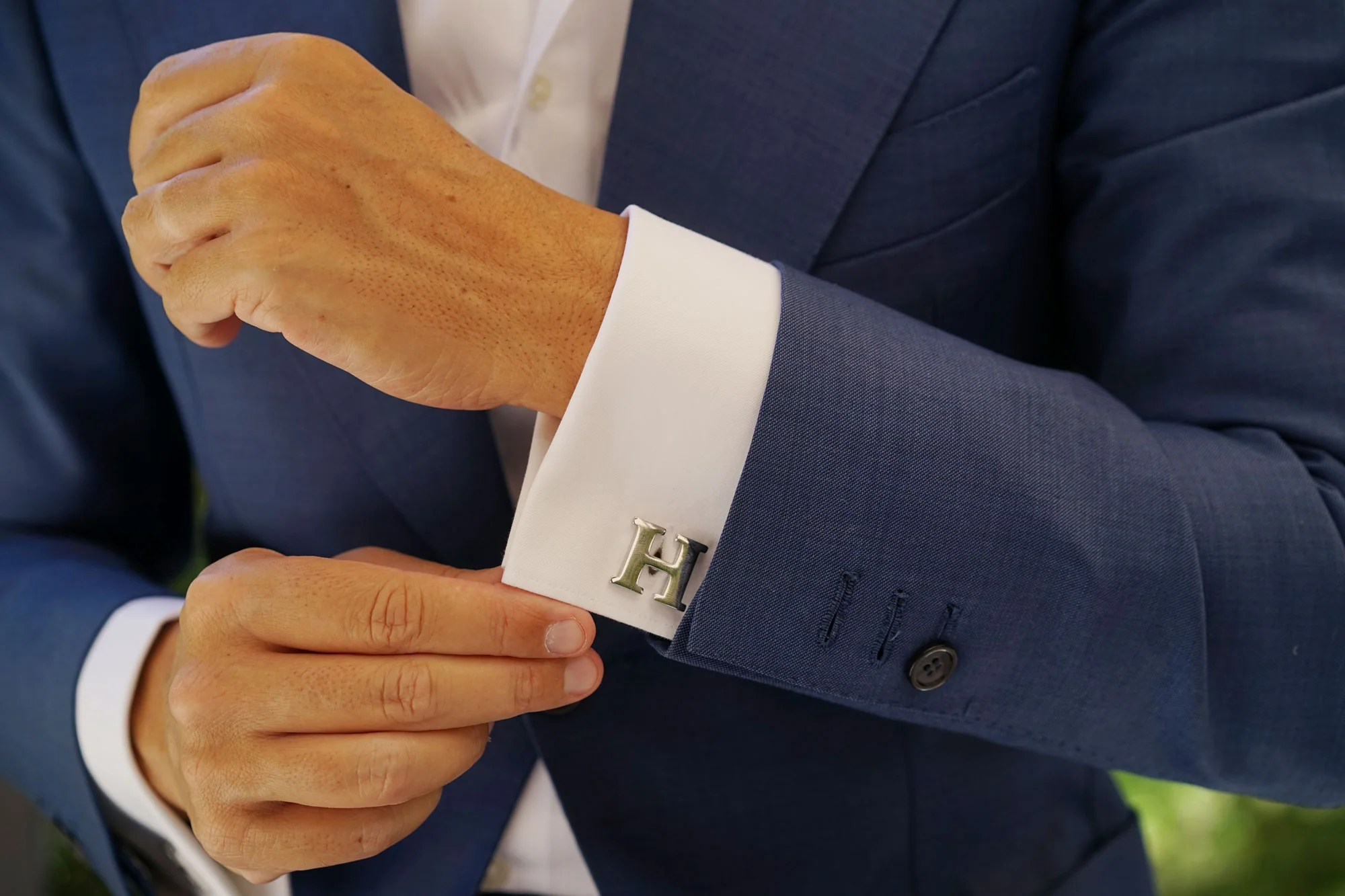 Letter H Silver Cufflinks - Image 11
