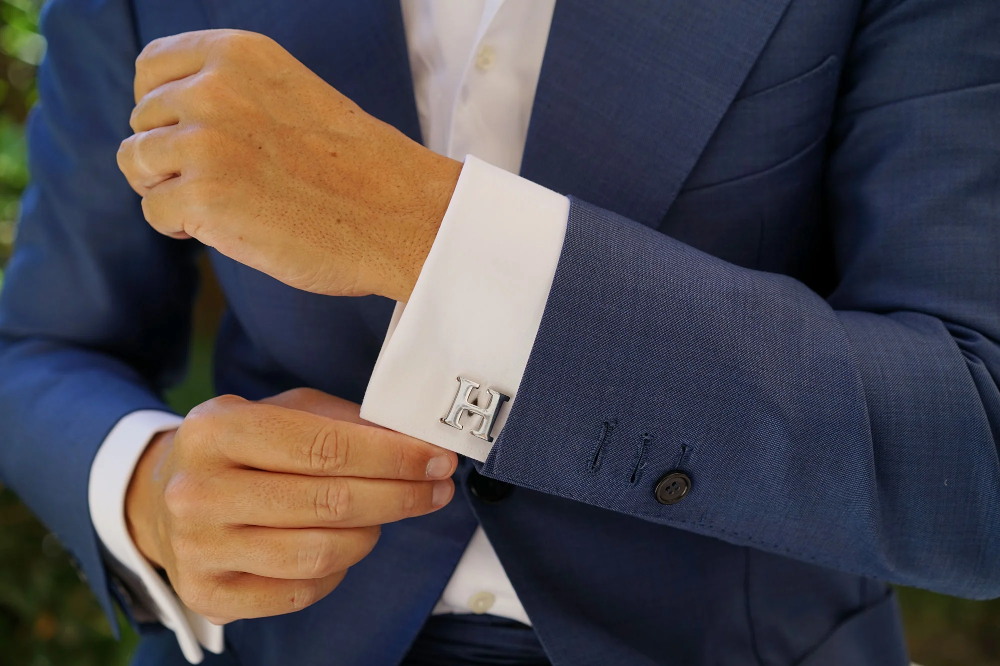 Letter H Silver Cufflinks - Image 12