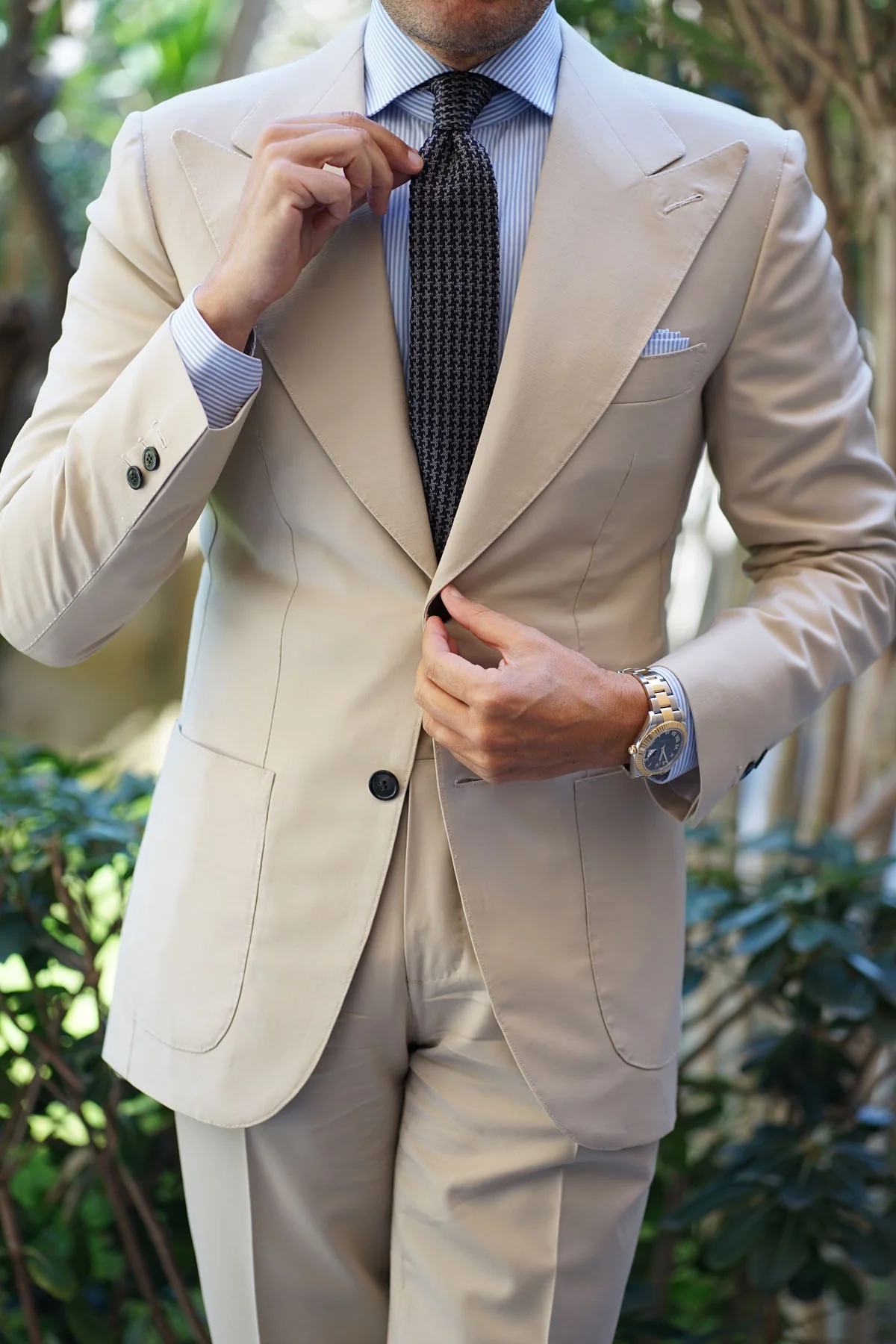 Hattori Hanzo Grey Houndstooth Knitted Tie - Image 4