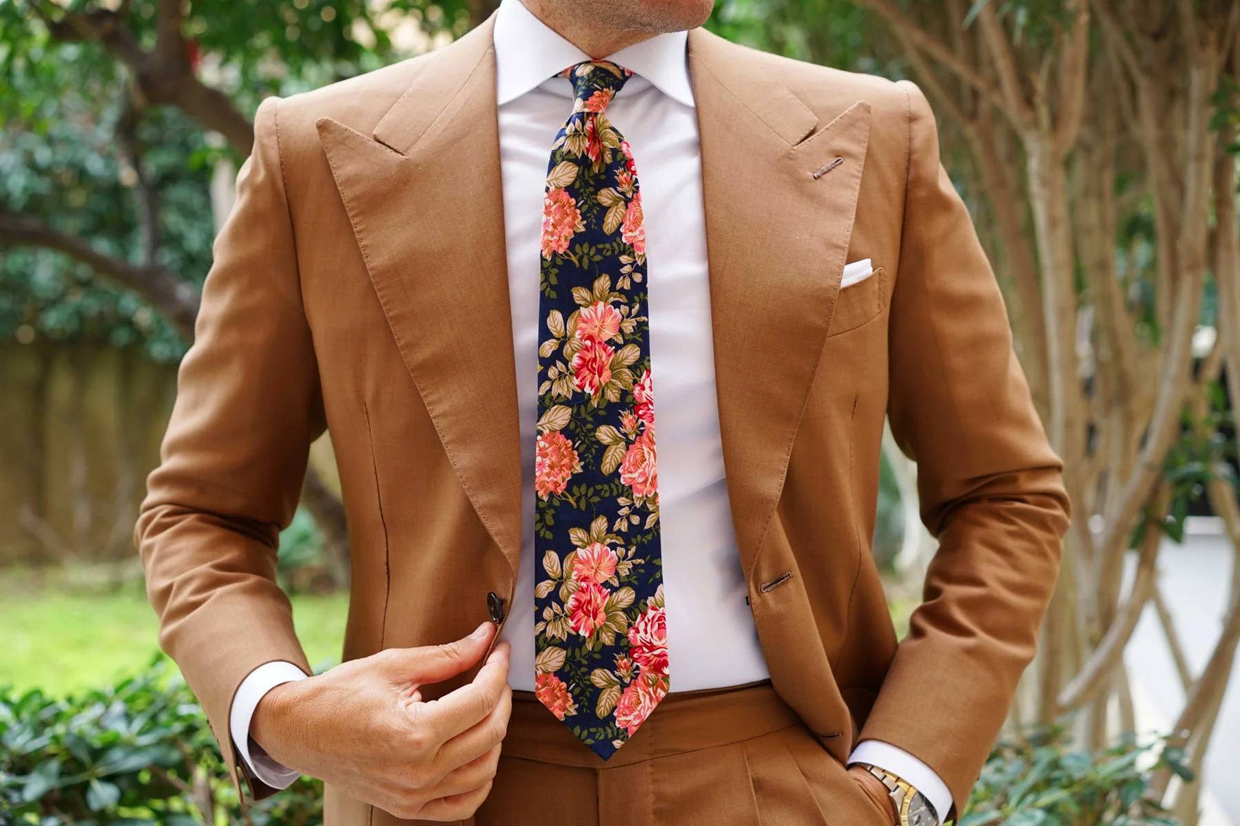 Hawaiian Pink Floral Necktie - Image 4