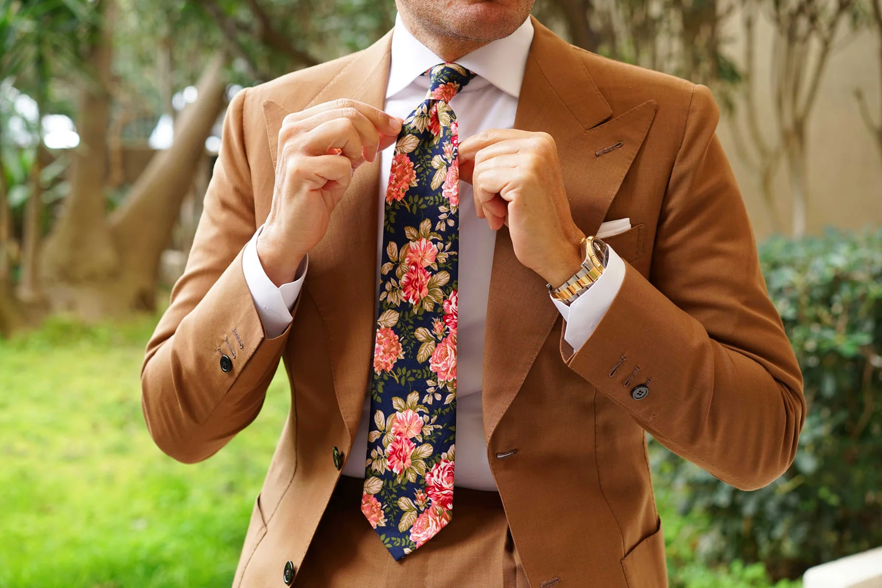 Hawaiian Pink Floral Necktie - Image 6