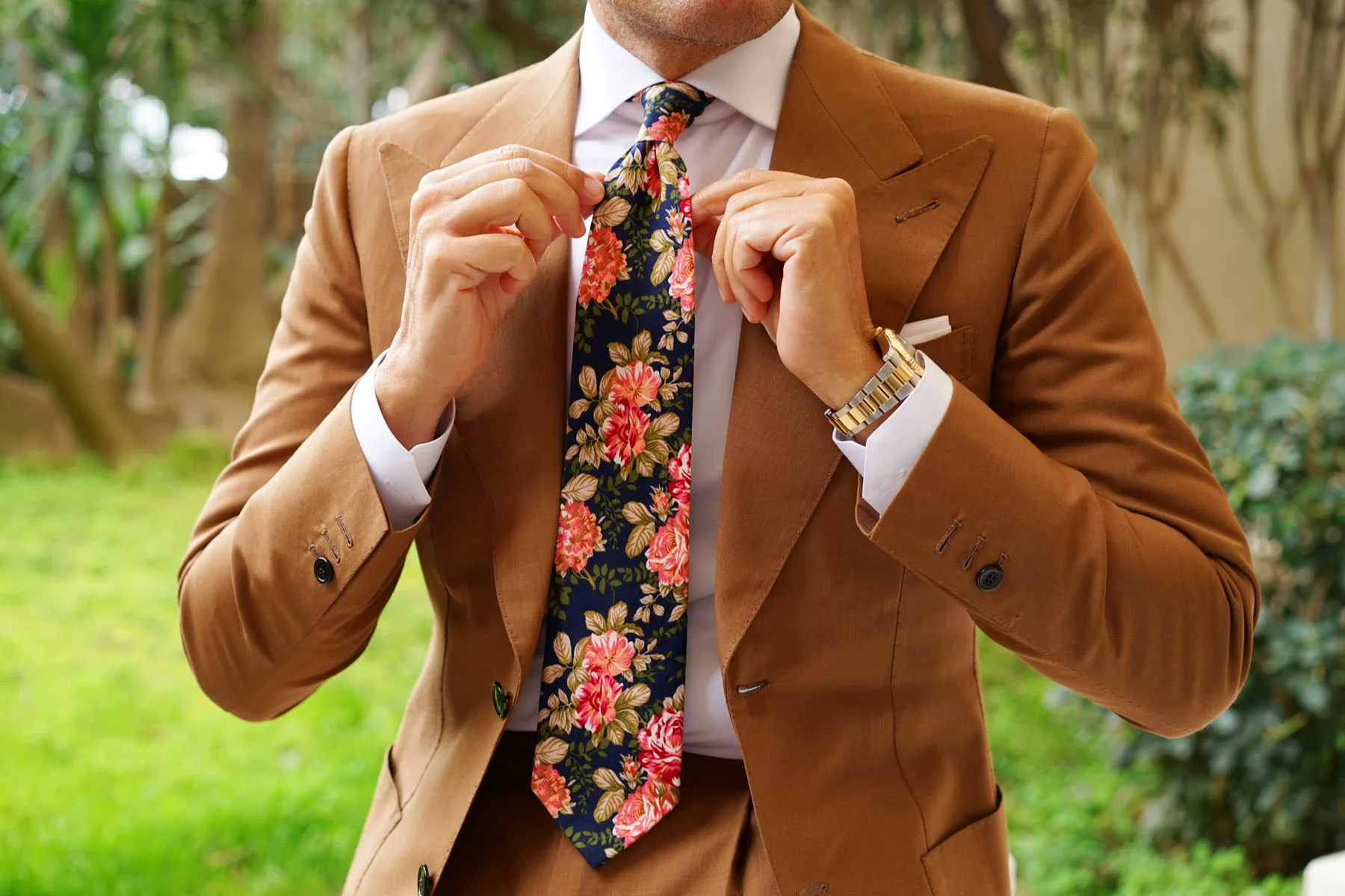 Hawaiian Pink Floral Necktie - Image 8