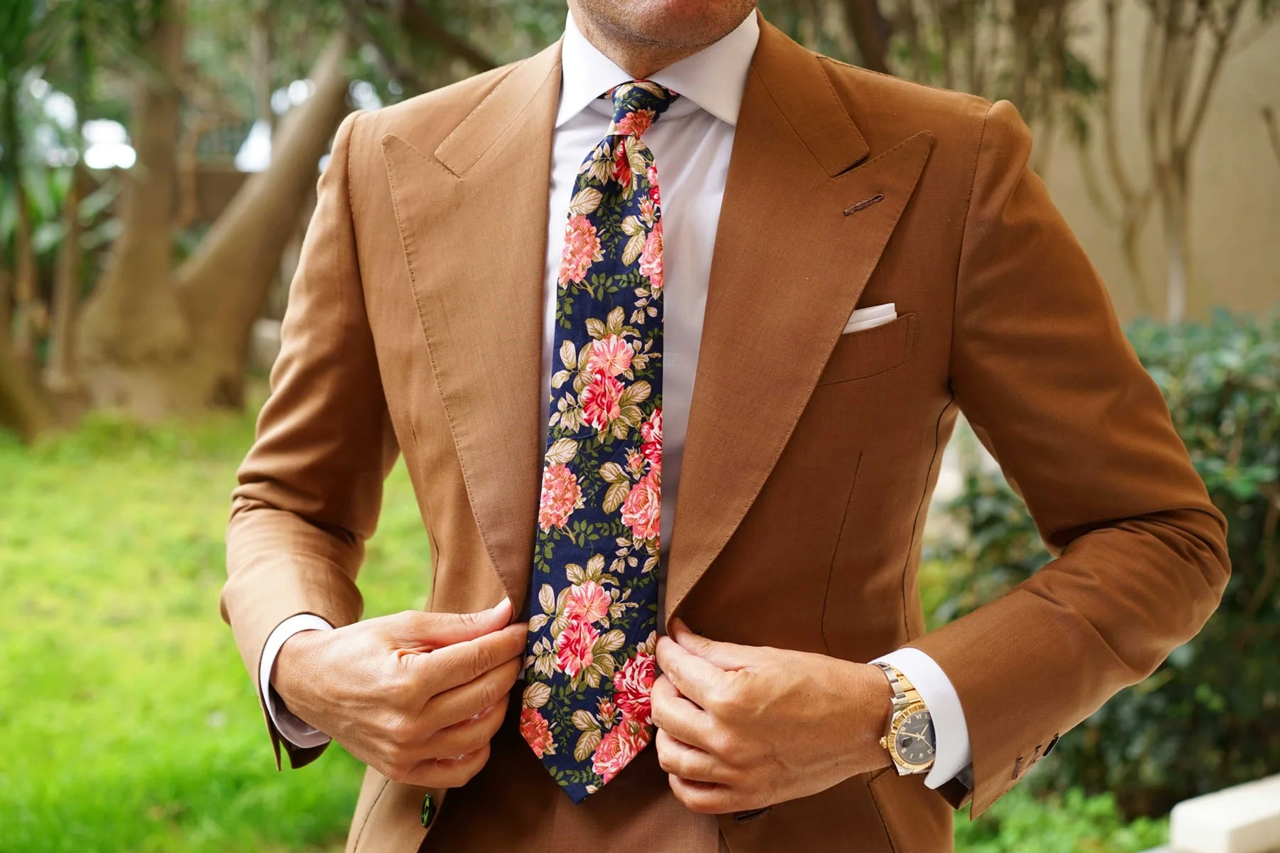 Hawaiian Pink Floral Necktie - Image 9