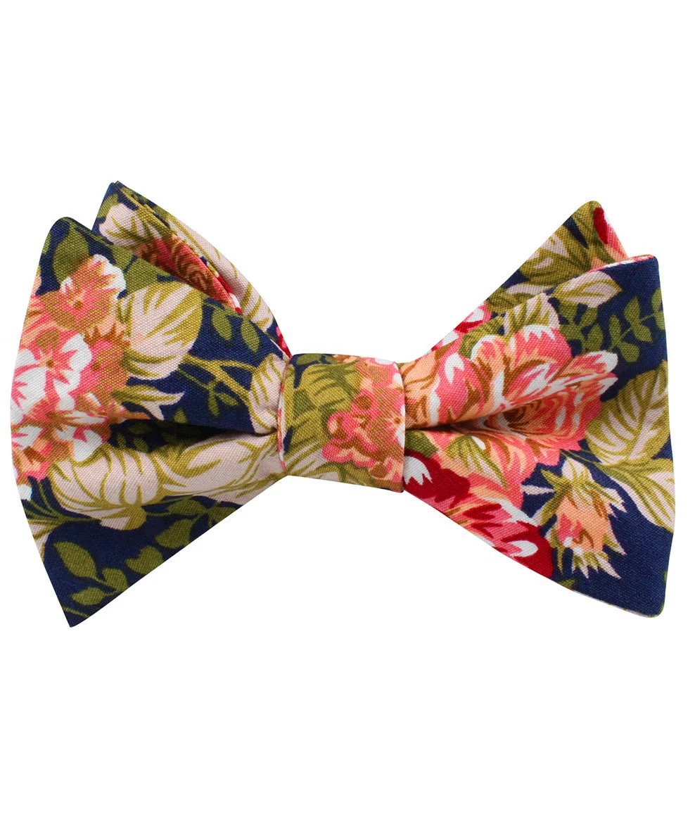 Hawaiian Pink Floral Self Bow Tie - Image 2