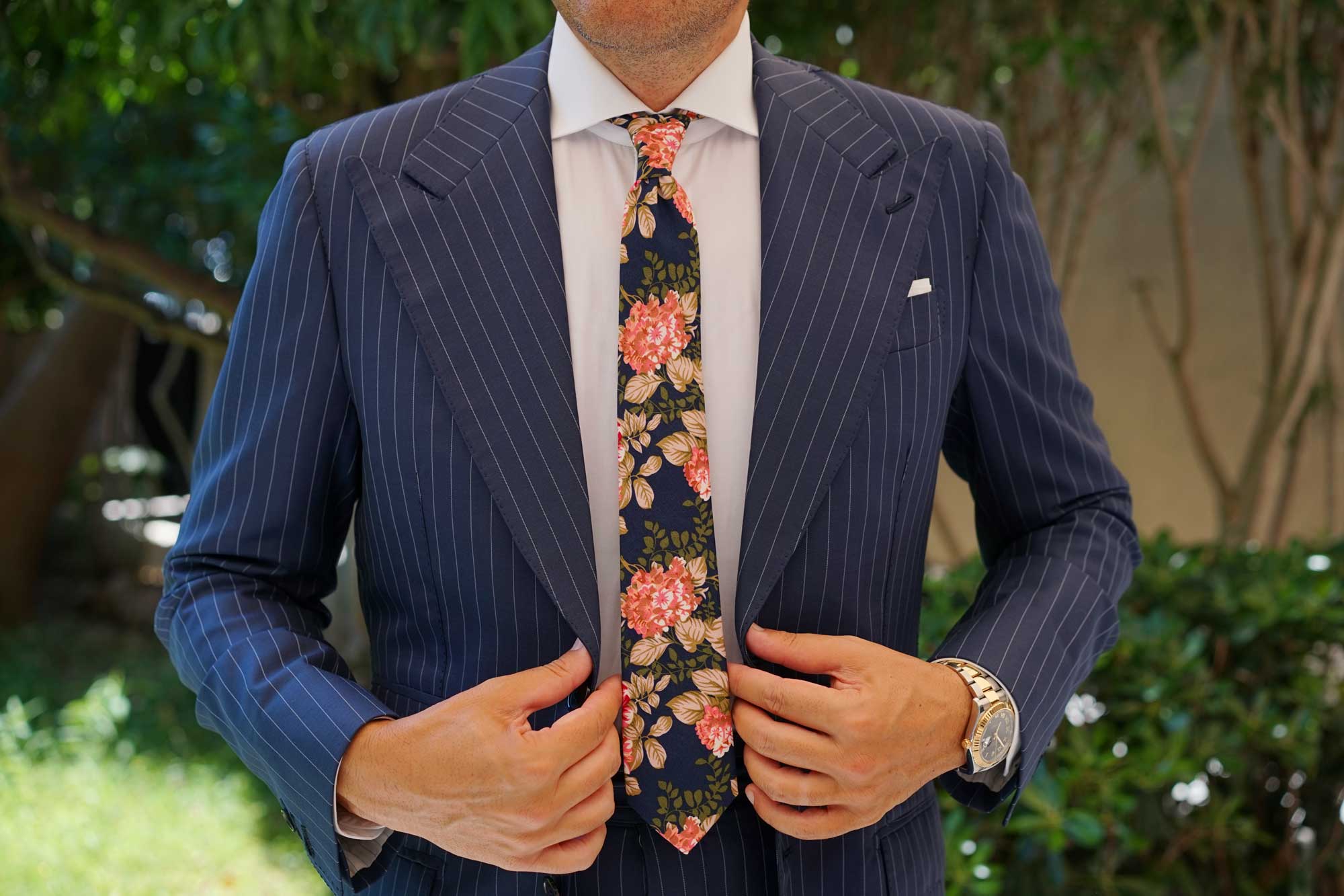 Hawaiian Pink Floral Skinny Tie - Image 4