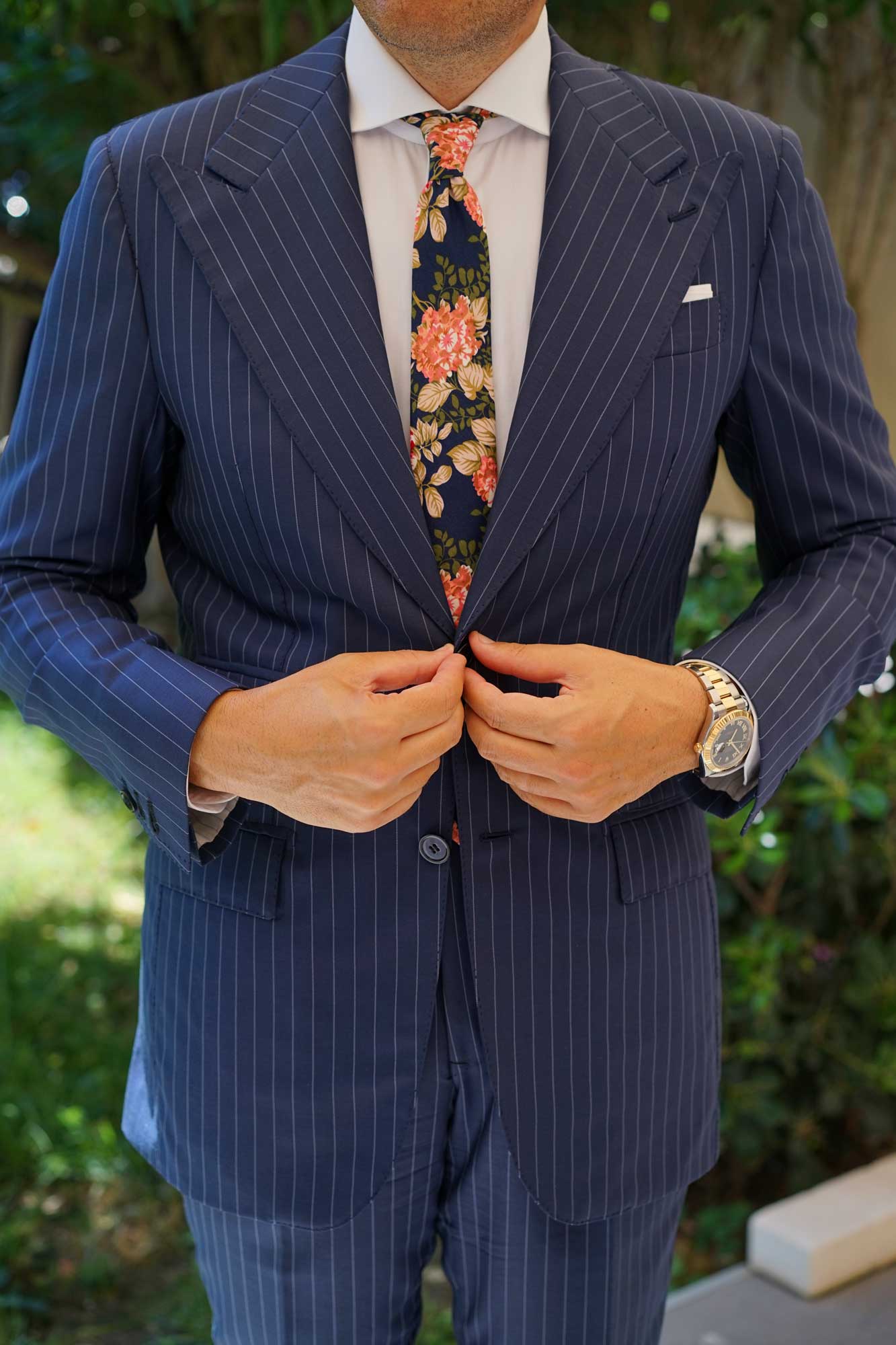 Hawaiian Pink Floral Skinny Tie - Image 5
