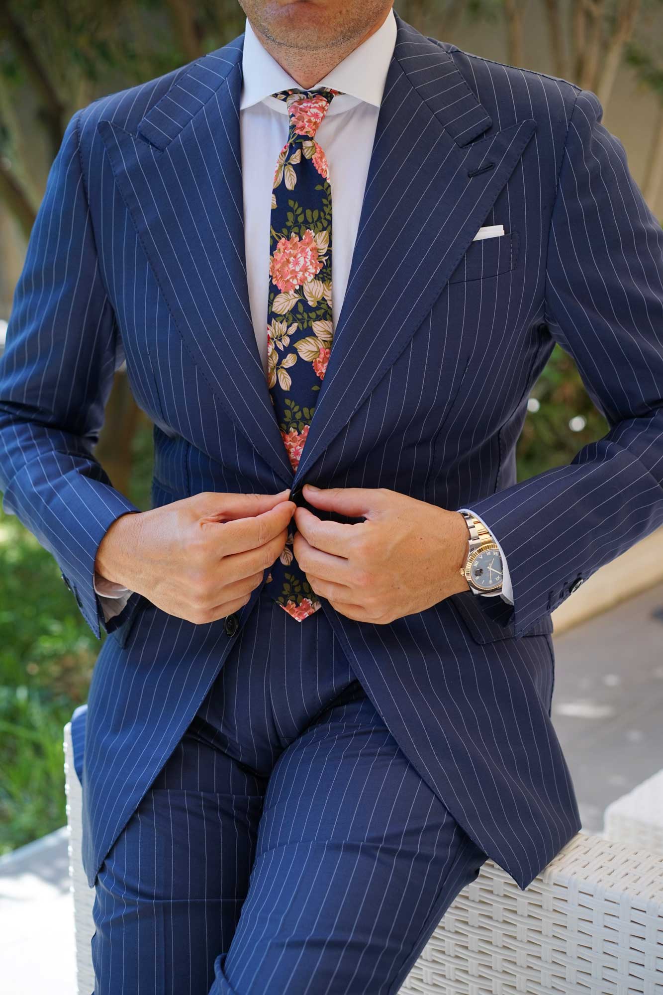Hawaiian Pink Floral Skinny Tie - Image 7