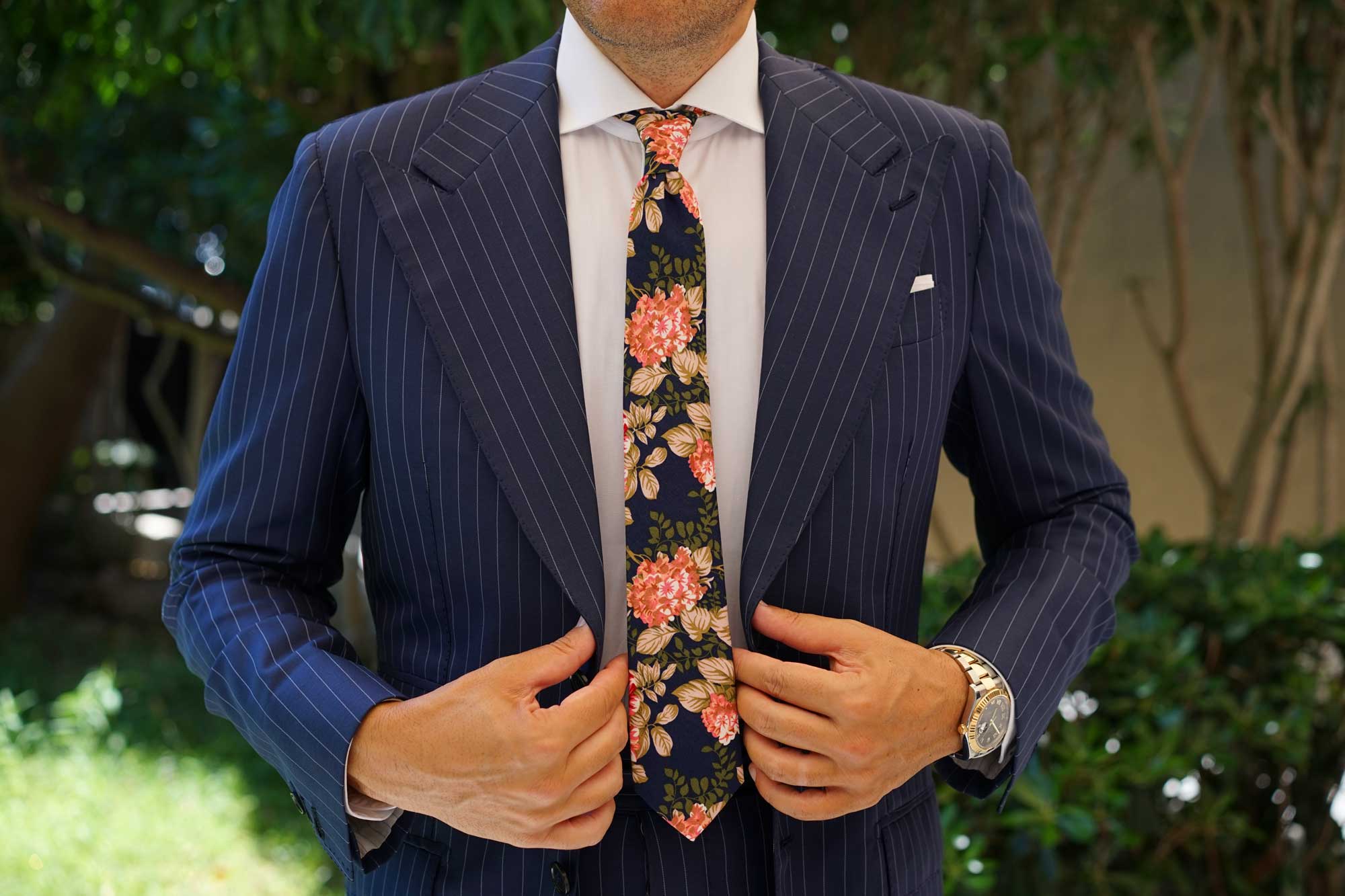 Hawaiian Pink Floral Skinny Tie - Image 8