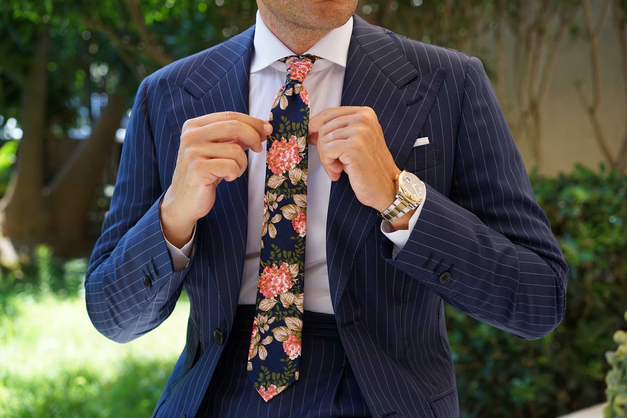 Hawaiian Pink Floral Skinny Tie - Image 9