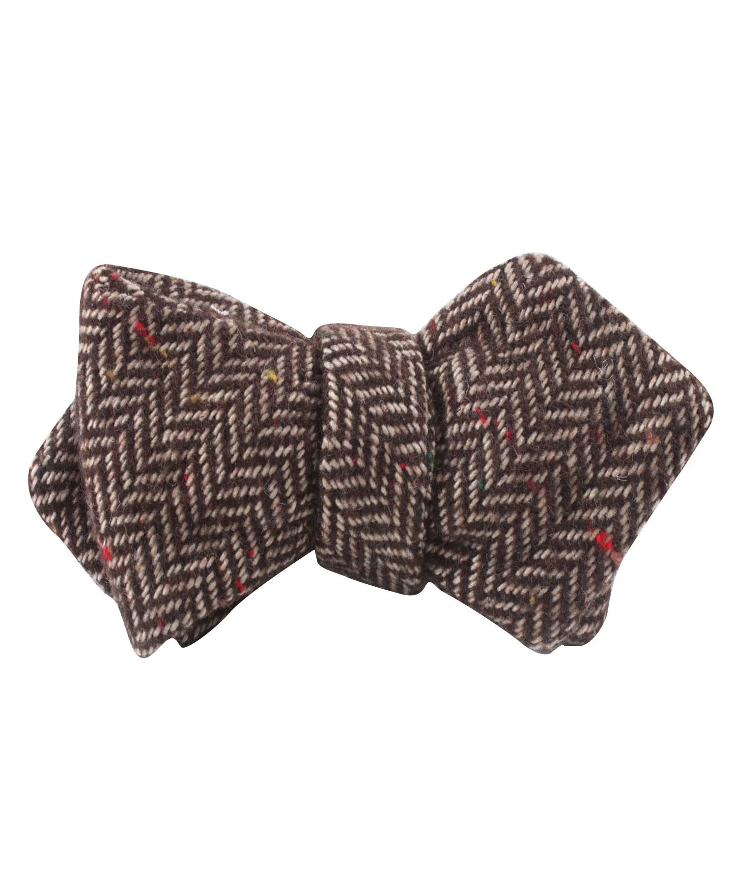 Herringbone Chestnut Wool Diamond Self Bow Tie - Image 2