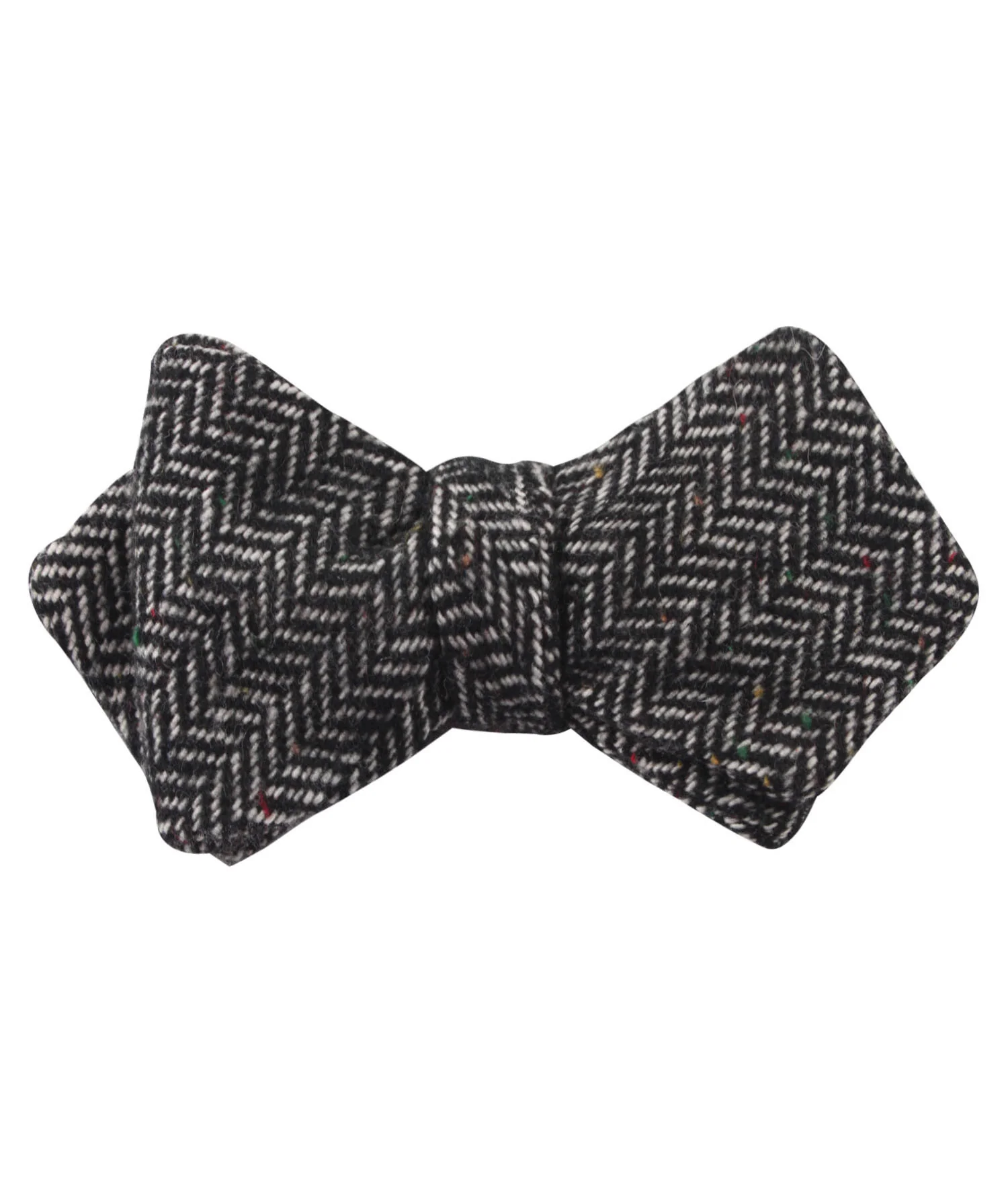 Herringbone Raven Black Wool Diamond Self Bow Tie - Image 2
